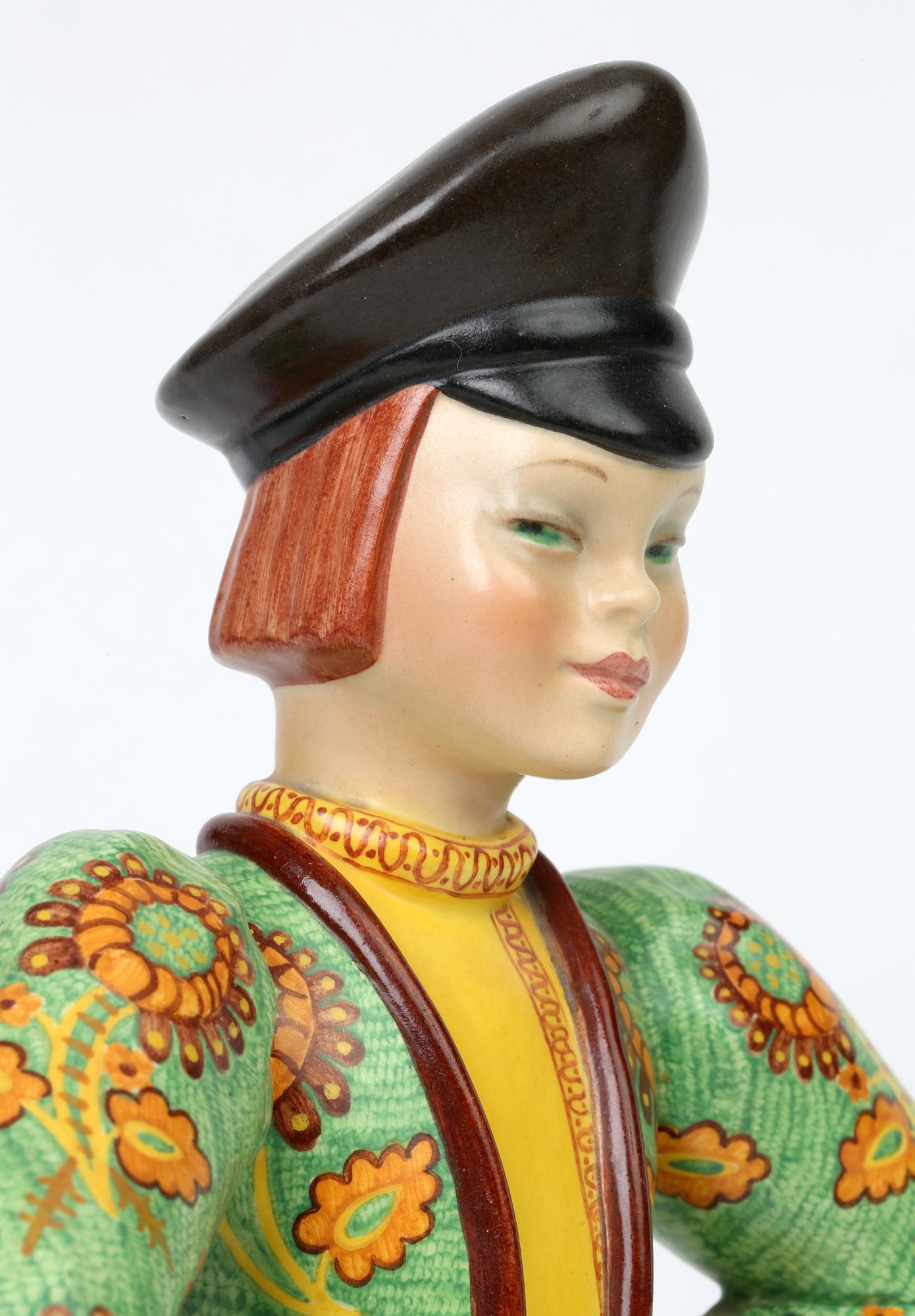Lenci Art Deco Ivan the Russian Boy Pottery Figure by Elena Scavini For Sale 2
