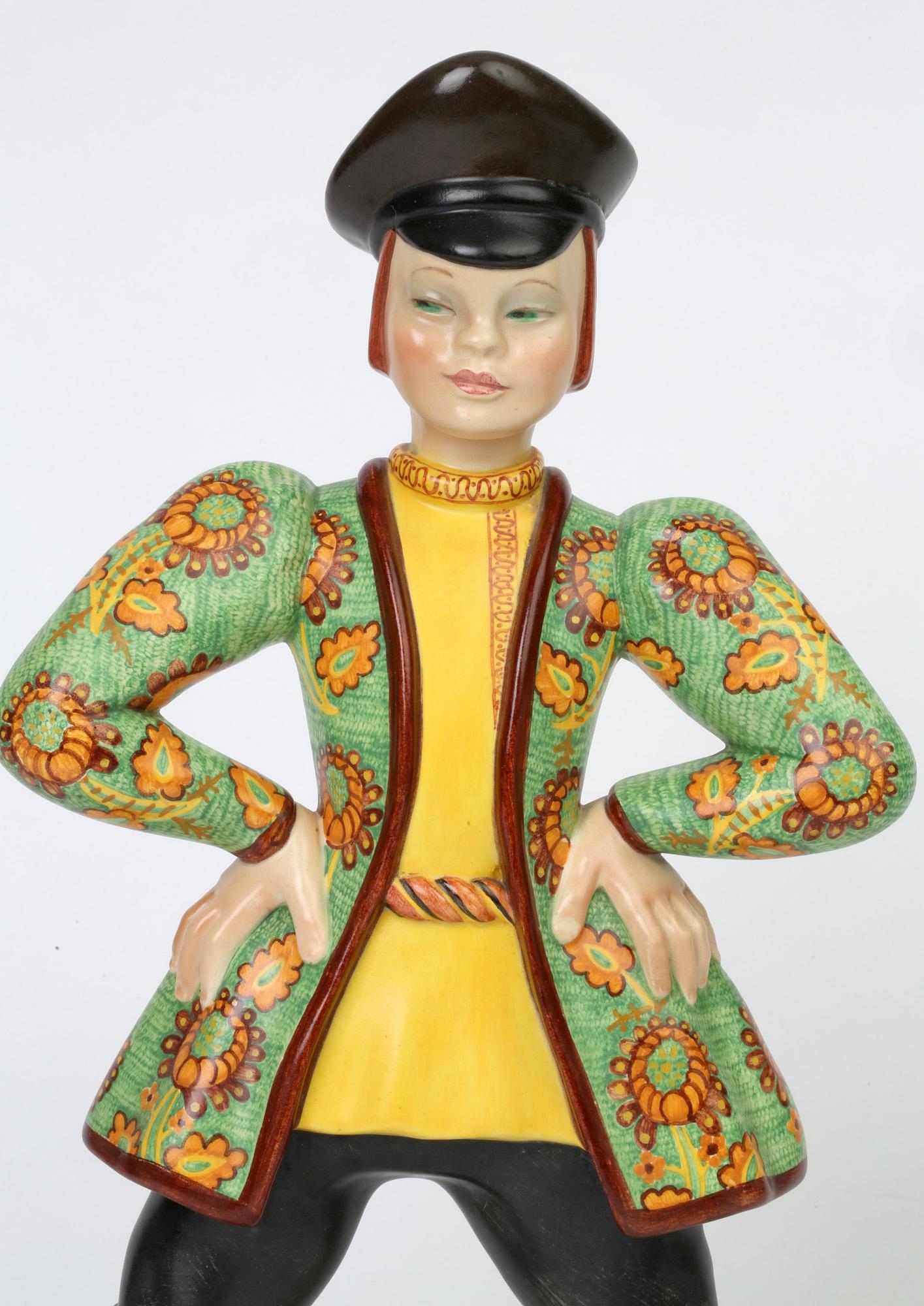 Lenci Art Deco Ivan the Russian Boy Pottery Figure by Elena Scavini For Sale 3