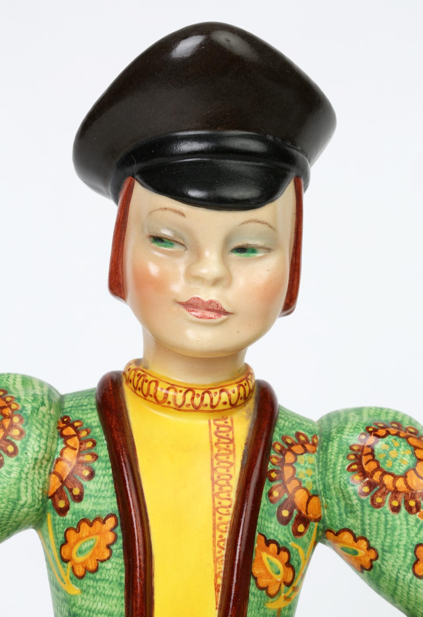 Lenci Art Deco Ivan the Russian Boy Pottery Figure by Elena Scavini For Sale 5