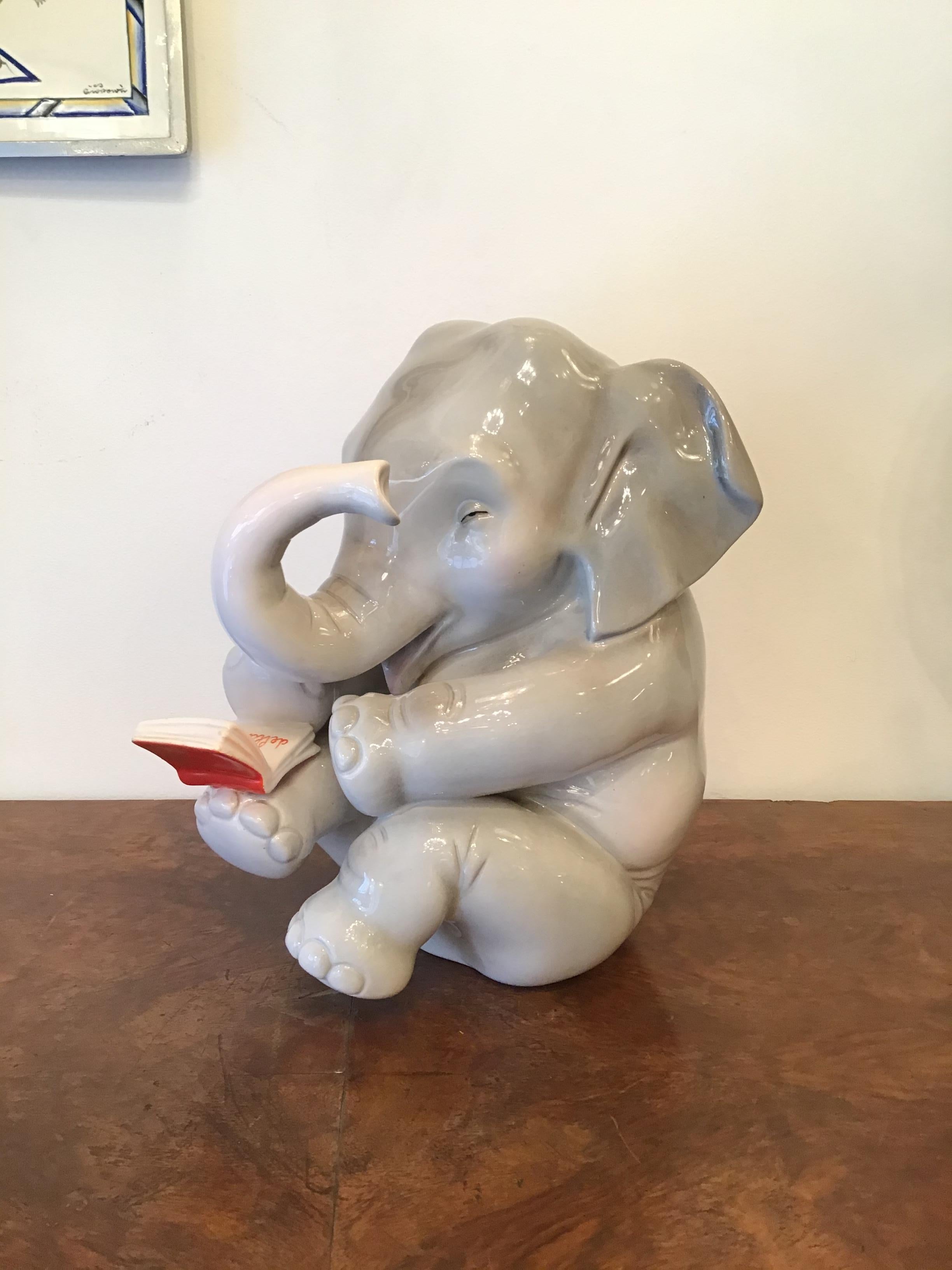 Lenci Ceramic Elephant 1950 Elena Scavini, Italy For Sale 2