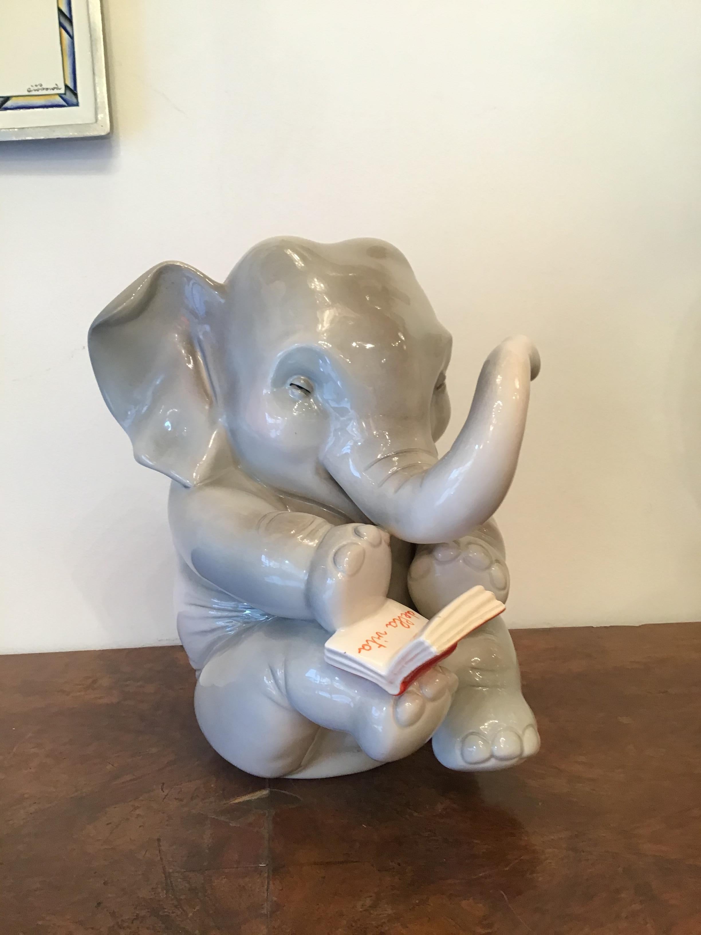 Lenci Ceramic Elephant 1950 Elena Scavini, Italy For Sale 3