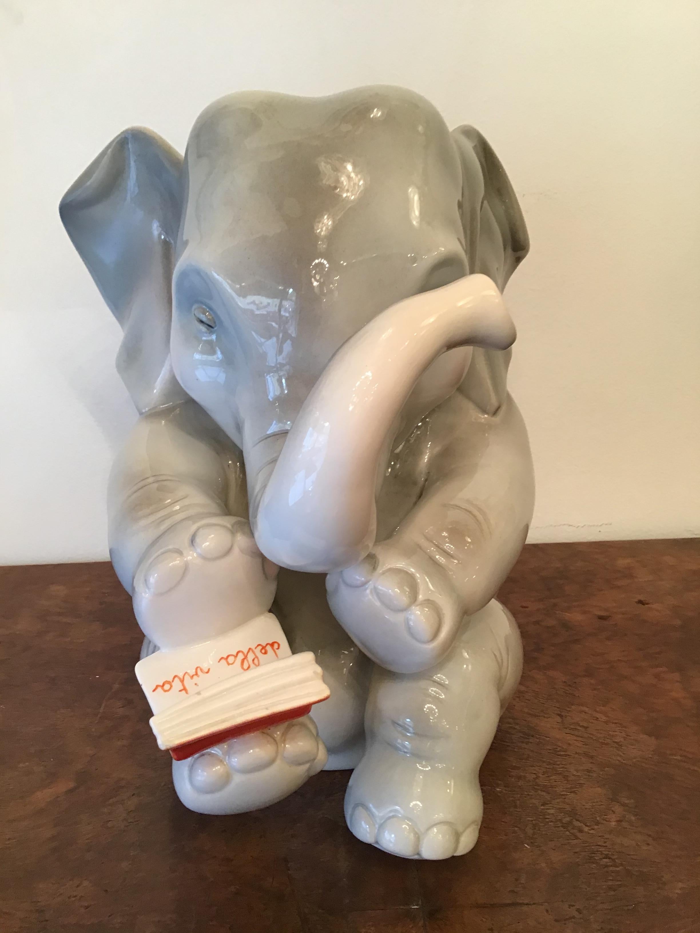 Lenci Ceramic Elephant 1950 Elena Scavini, Italy For Sale 6