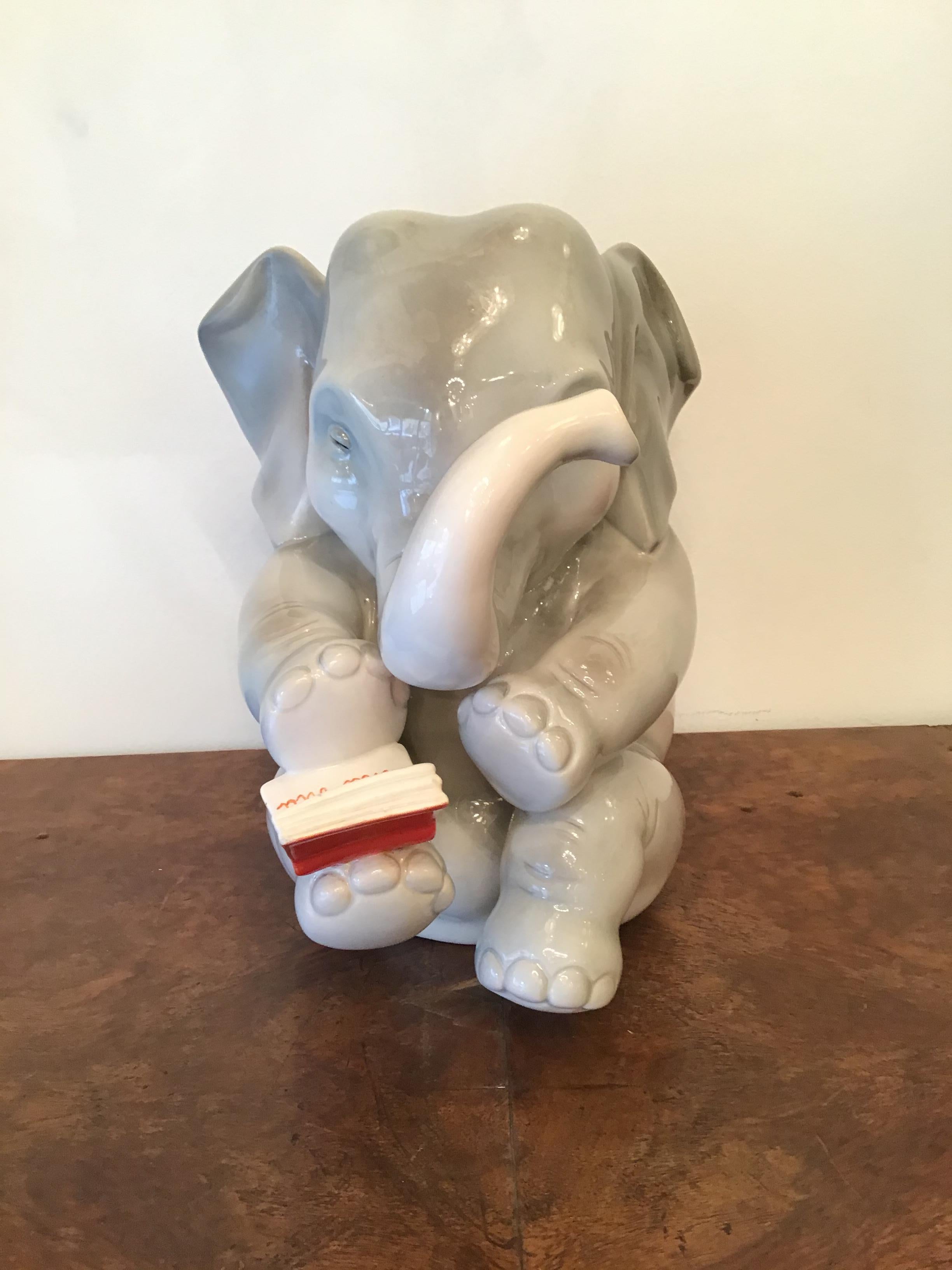 Italian Lenci Ceramic Elephant 1950 Elena Scavini, Italy For Sale