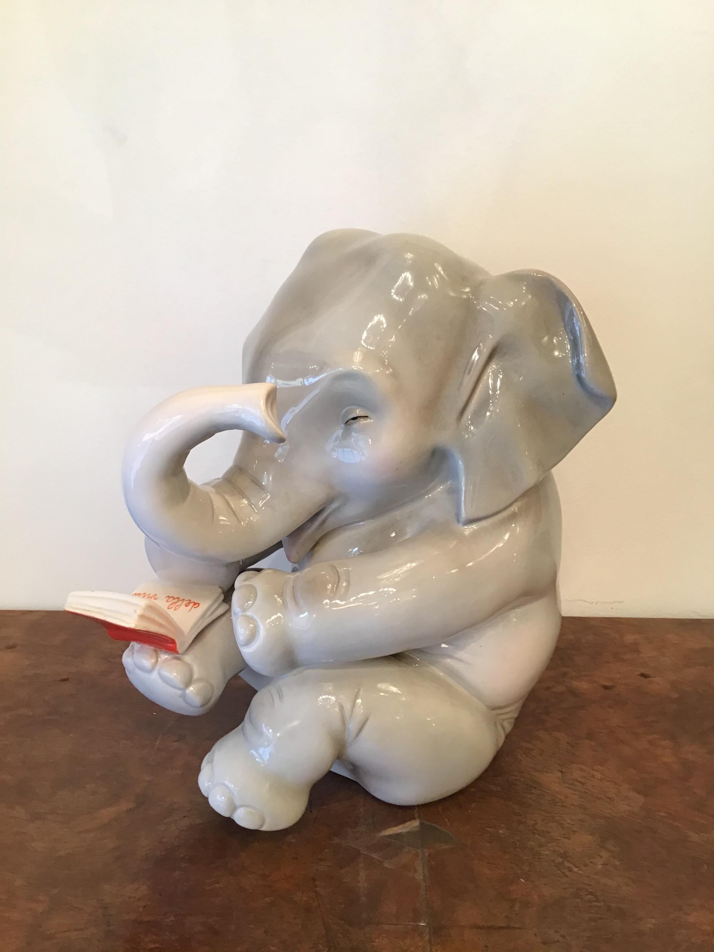 Italian Lenci Ceramic Elephant 1950 Elena Scavini, Italy For Sale