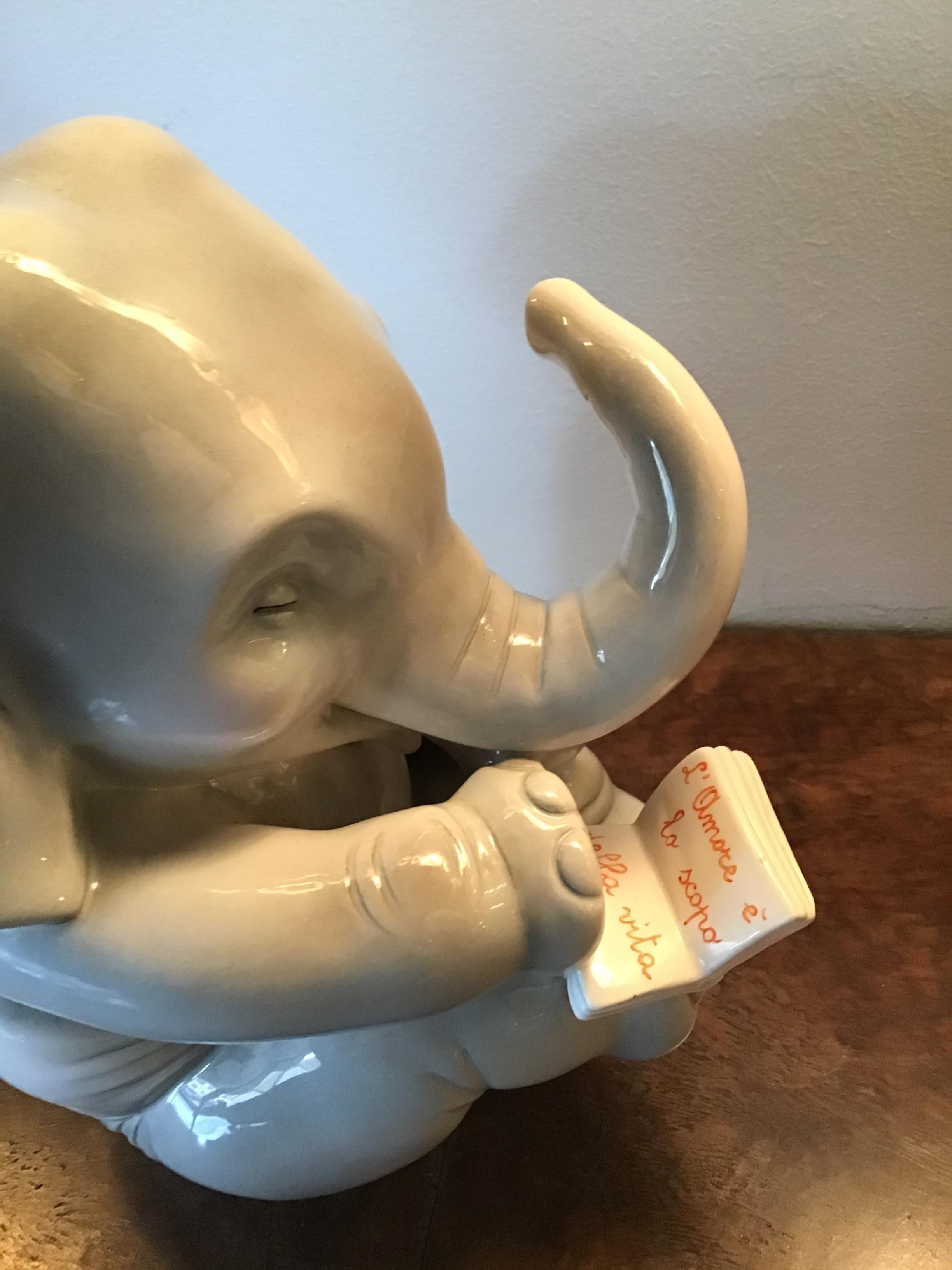 Lenci Ceramic Elephant 1950 Elena Scavini, Italy For Sale 1