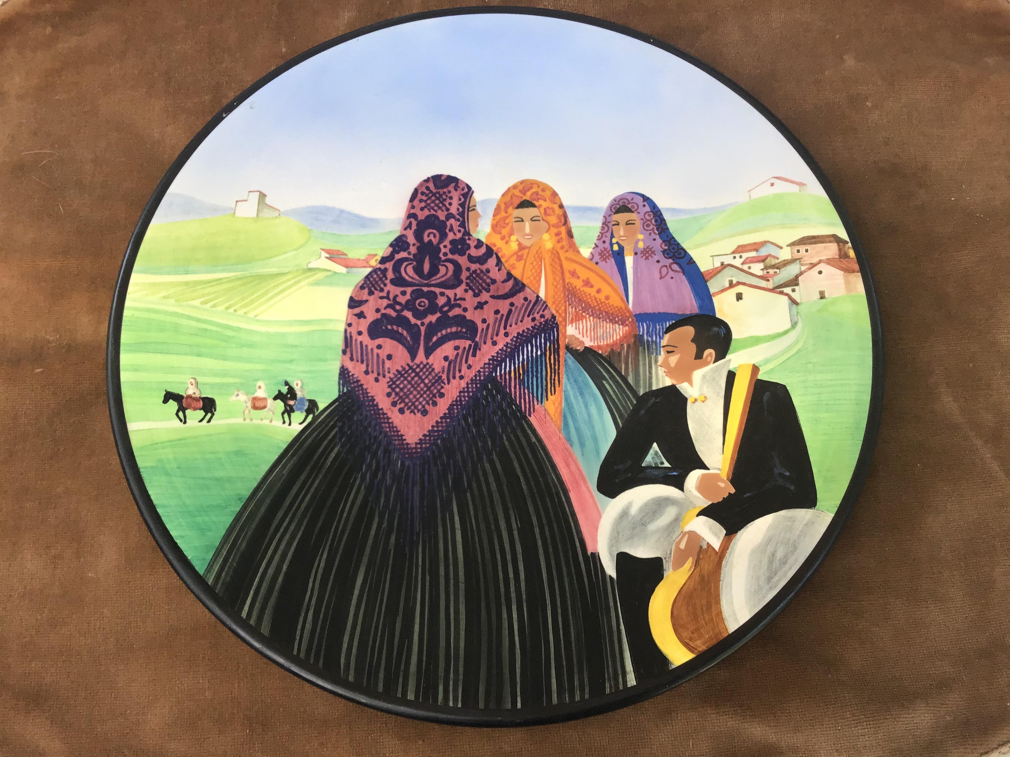 Lenci Decorative Plate “Sardinian Landscape” Ceramic, 1940, Italy 2