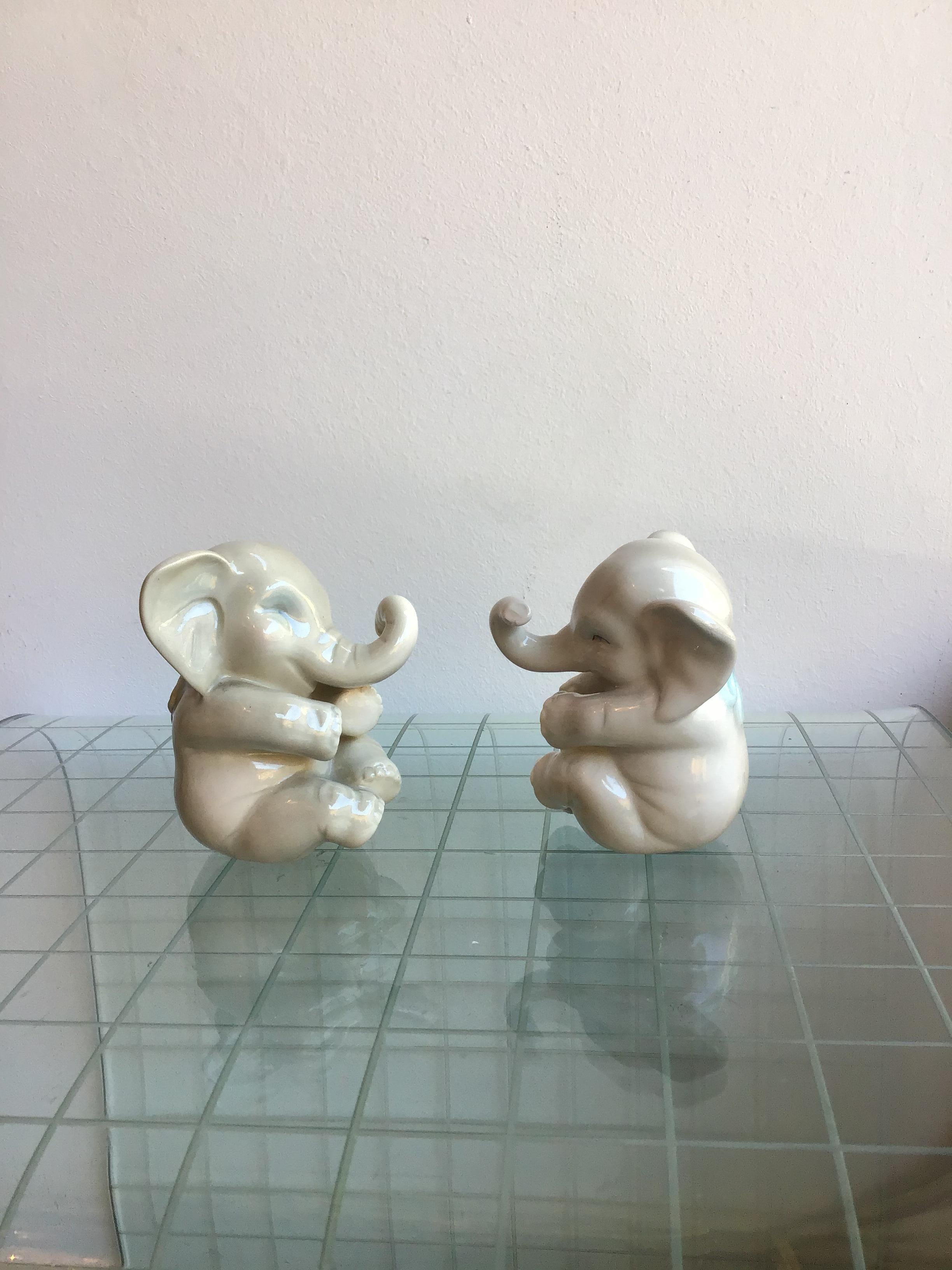 Lenci Elephant Couple Ceramic, 1950, Italy For Sale 4