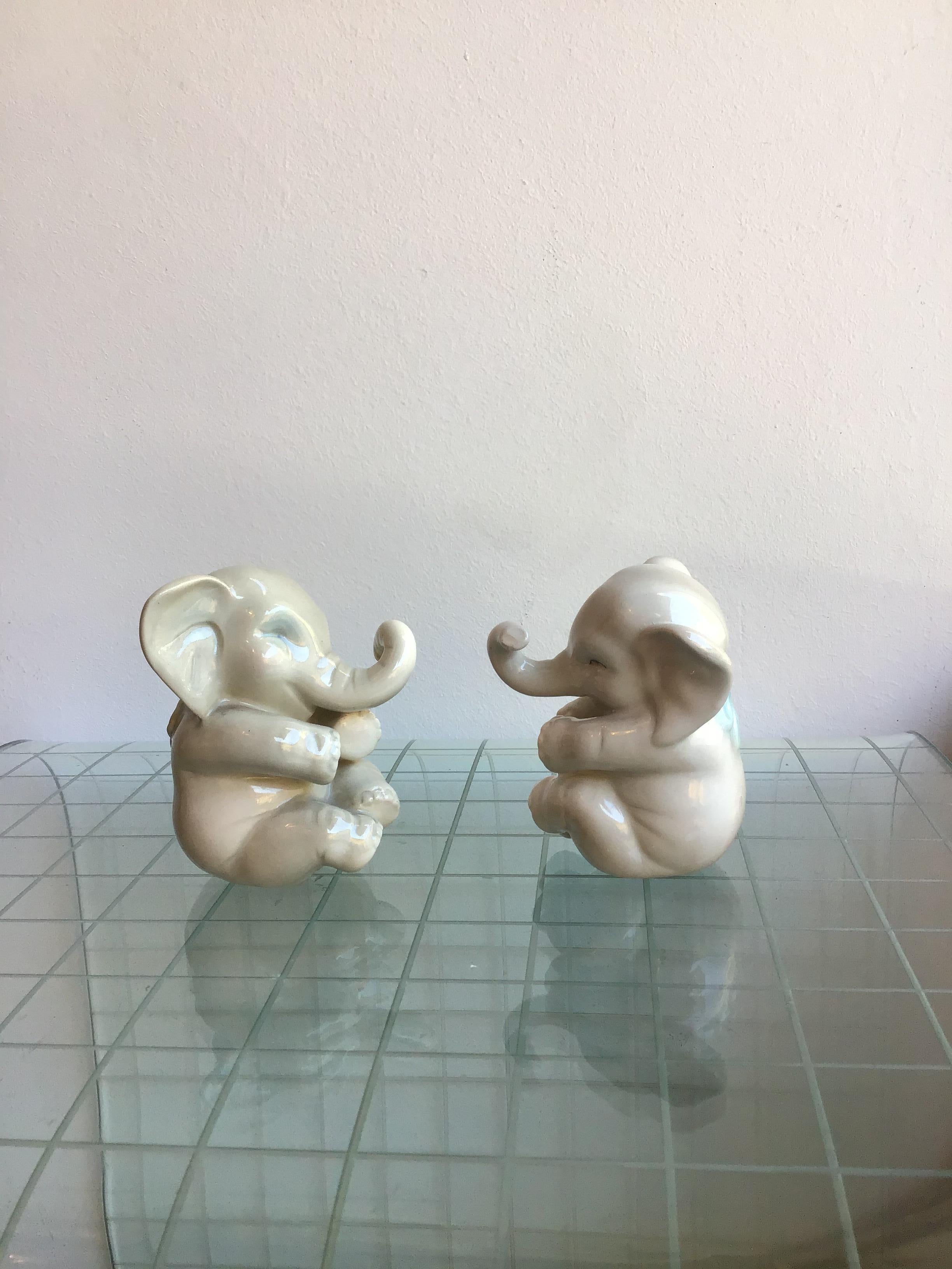Lenci Elephant Couple Ceramic, 1950, Italy For Sale 6