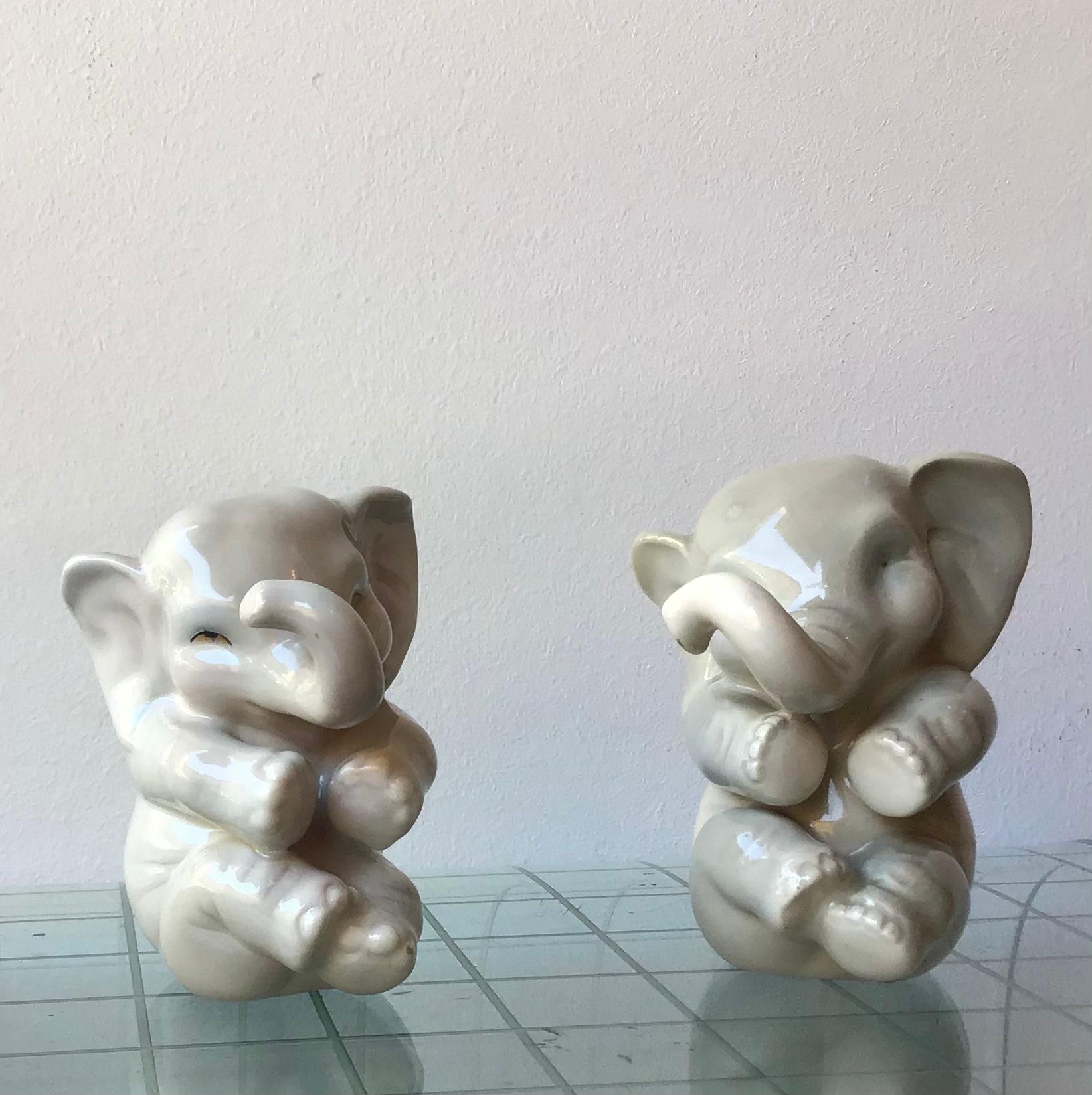 Lenci Elephant Couple Ceramic, 1950, Italy For Sale 7