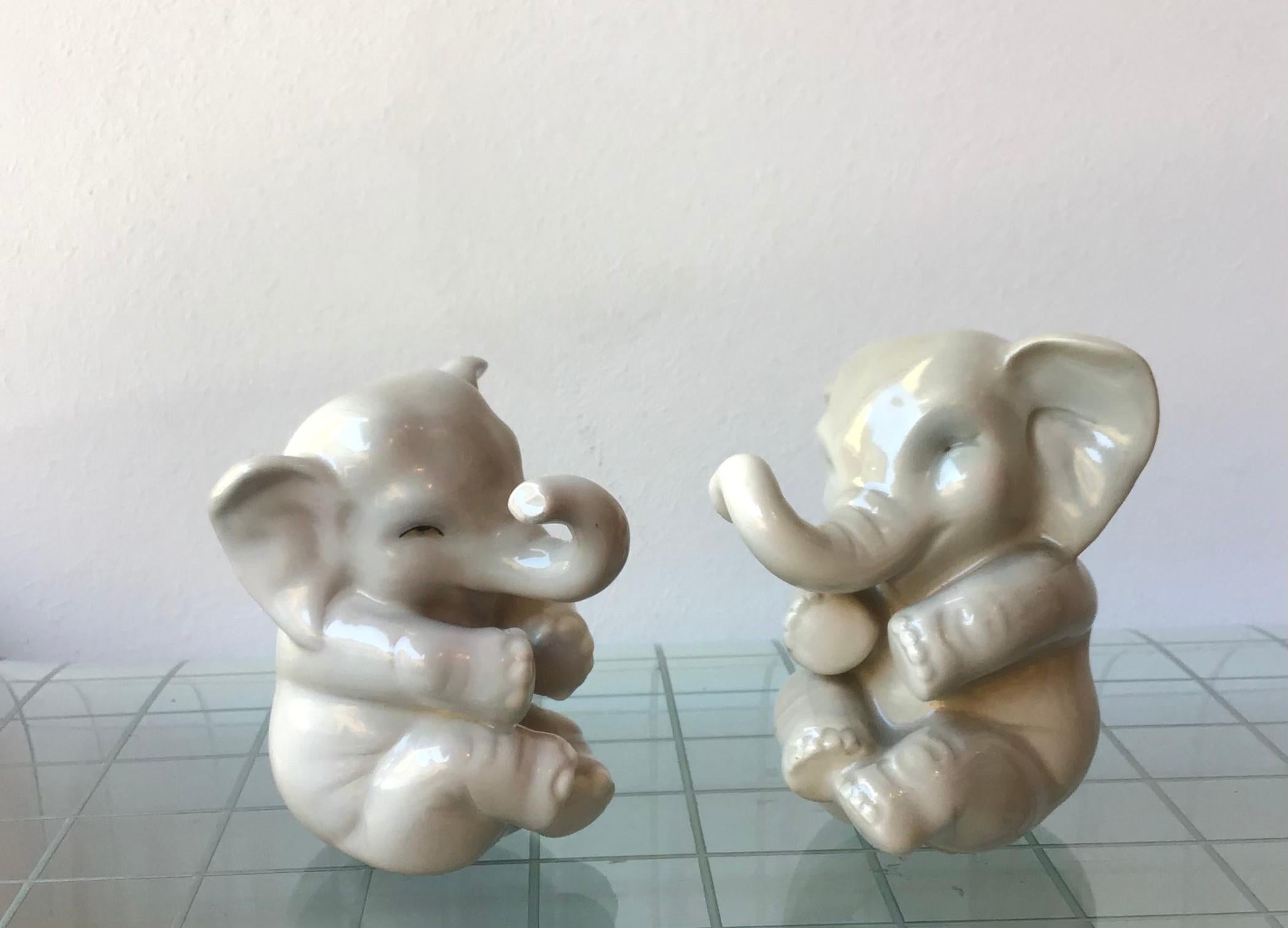 Lenci Elephant Couple Ceramic, 1950, Italy For Sale 8