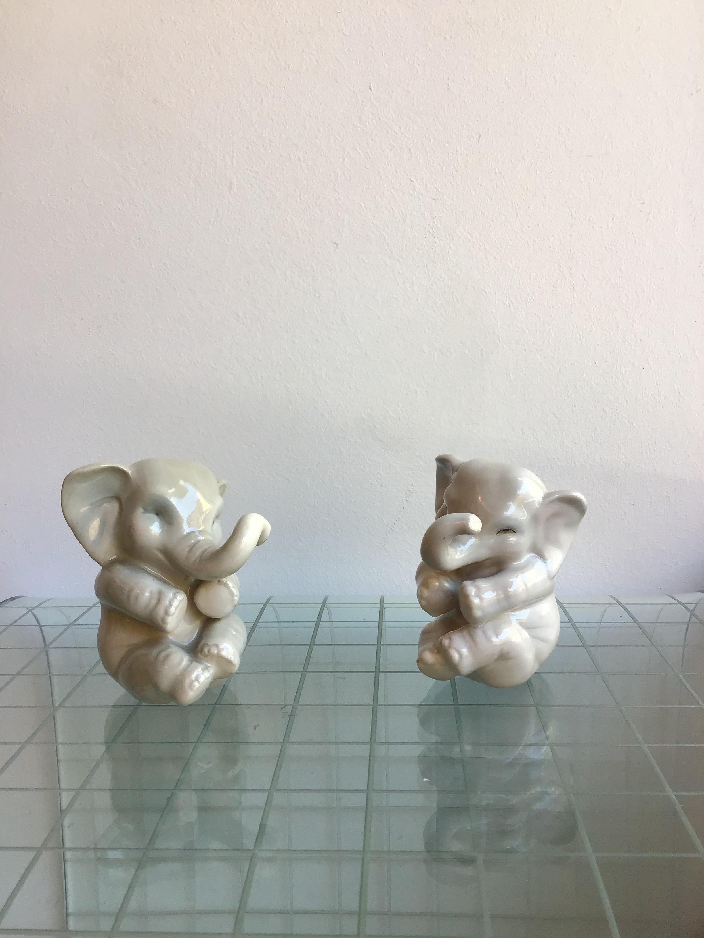 Lenci Elephant Couple Ceramic, 1950, Italy For Sale 9