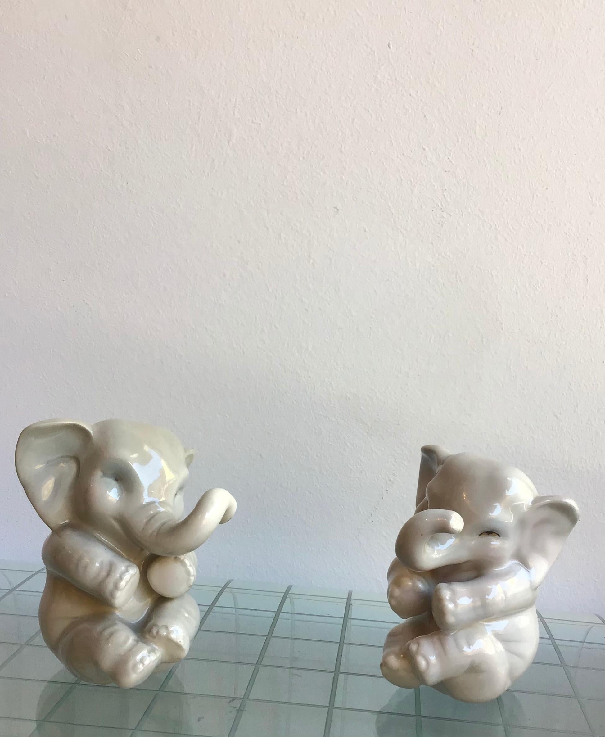 Lenci Elephant Couple Ceramic, 1950, Italy For Sale 10