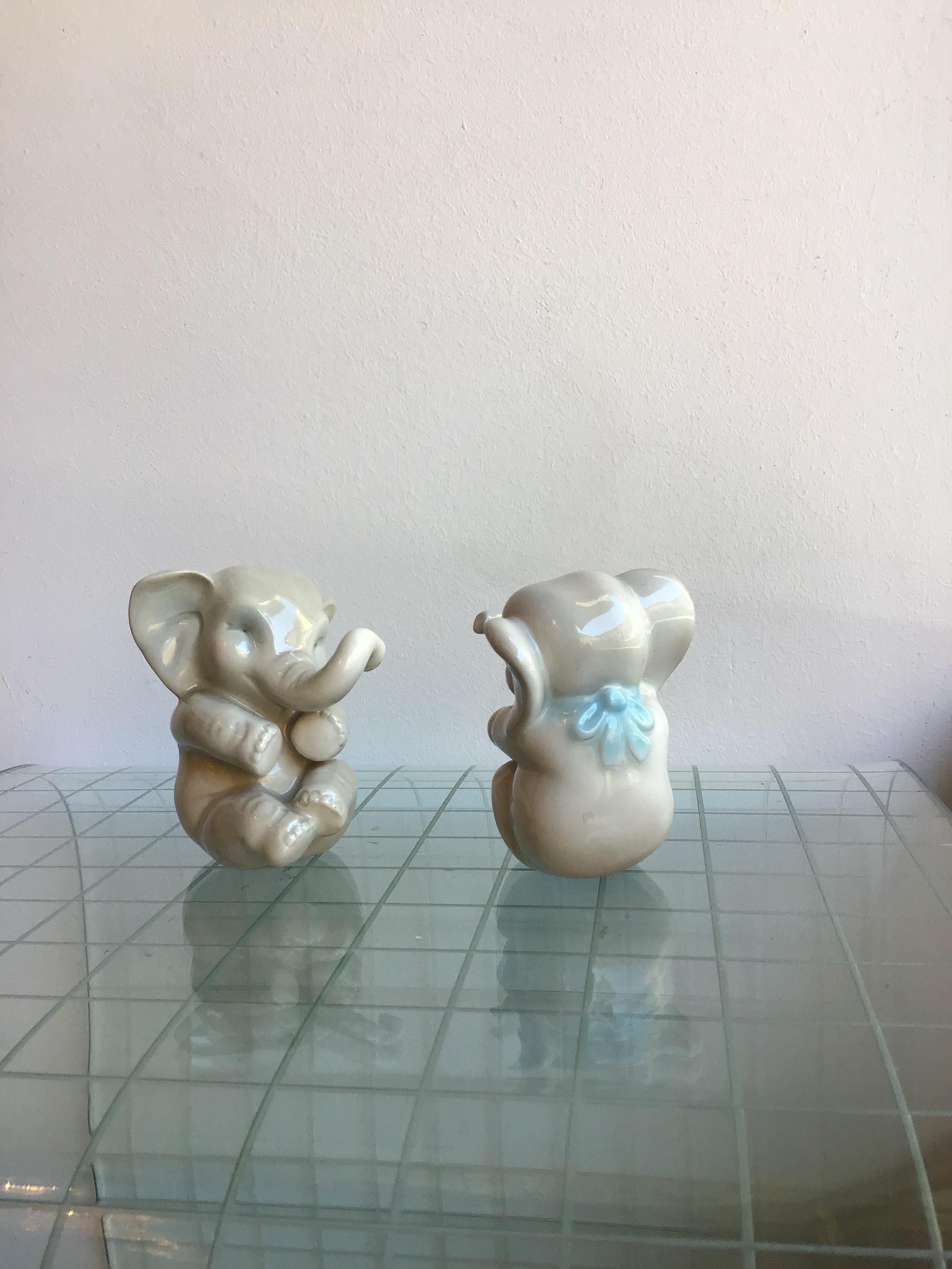 Lenci Elephant Couple Ceramic, 1950, Italy For Sale 11