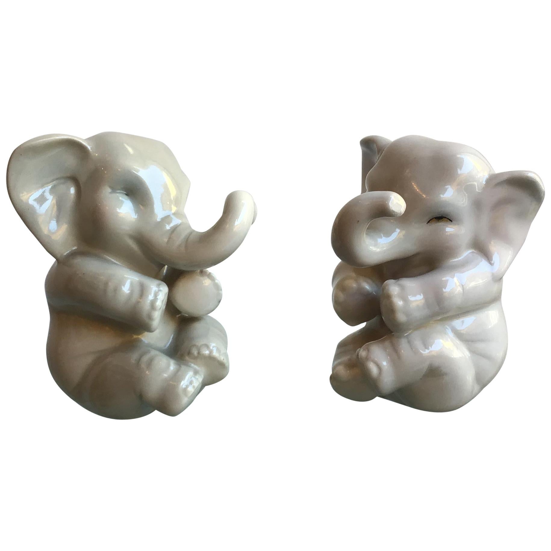 Lenci Elephant Couple Ceramic, 1950, Italy For Sale