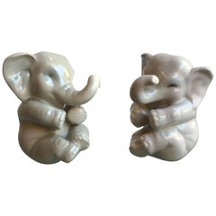 Coppia di elefanti Lenci in ceramica, 1950, Italia