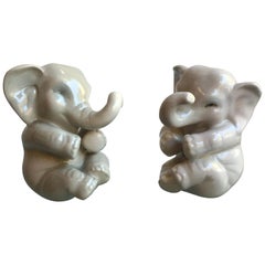 Céramique du couple d'éléphants Lenci, 1950, Italie