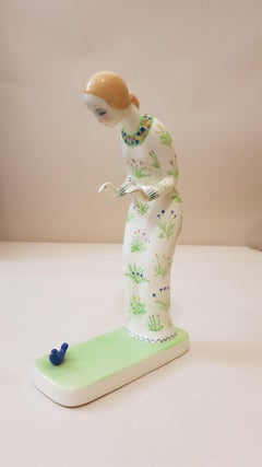 Lenci Helen Konig Scavini Italy La Protezione Colored Art Nouveau Ceramic, 1930s