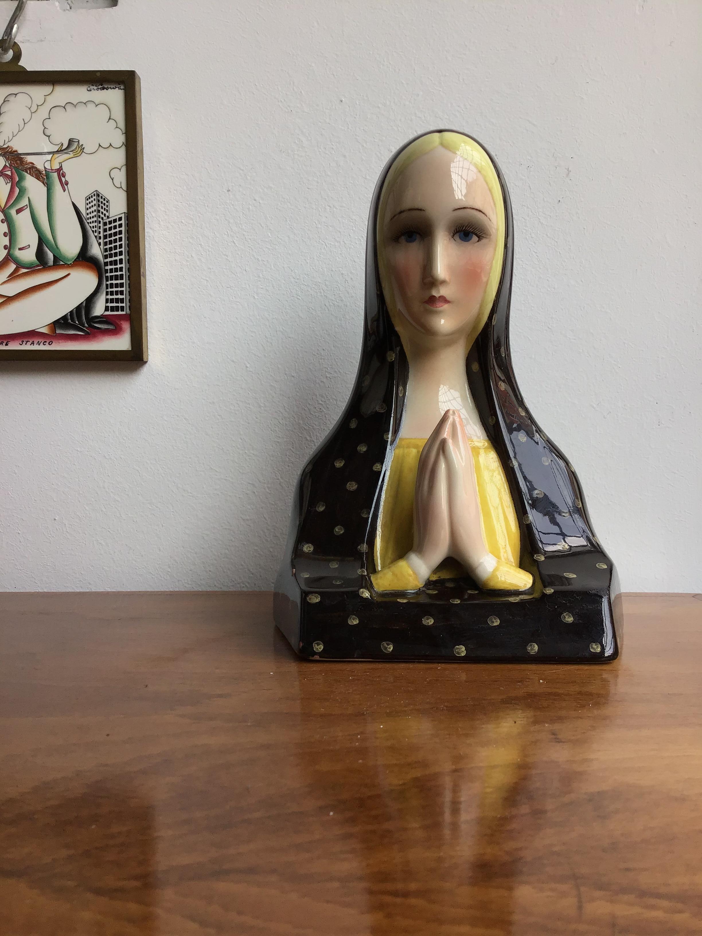 Lenci Madonna Che Prega Ceramic, 1950, Italy For Sale 2