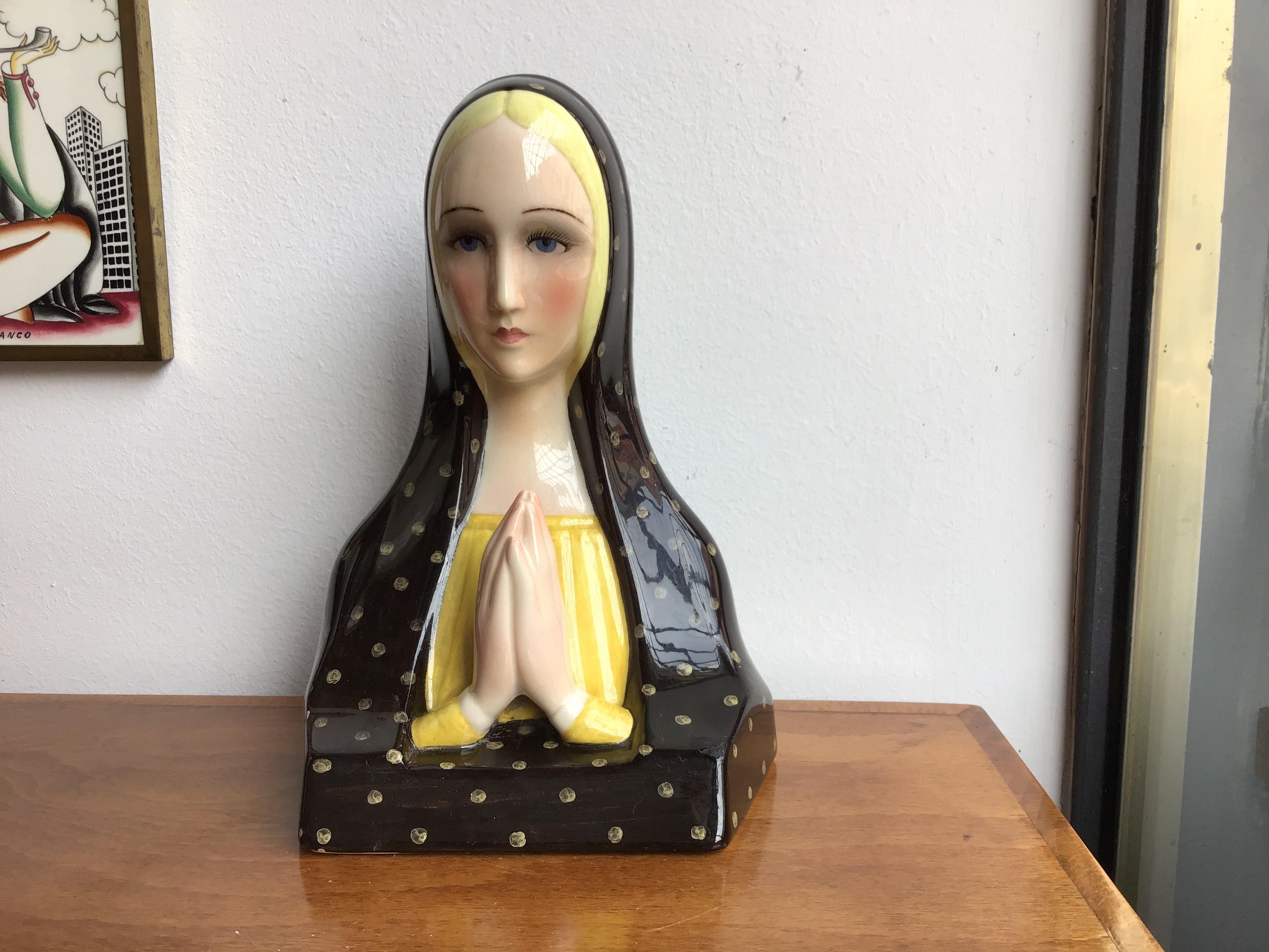 Lenci Madonna Che Prega Ceramic, 1950, Italy For Sale 4