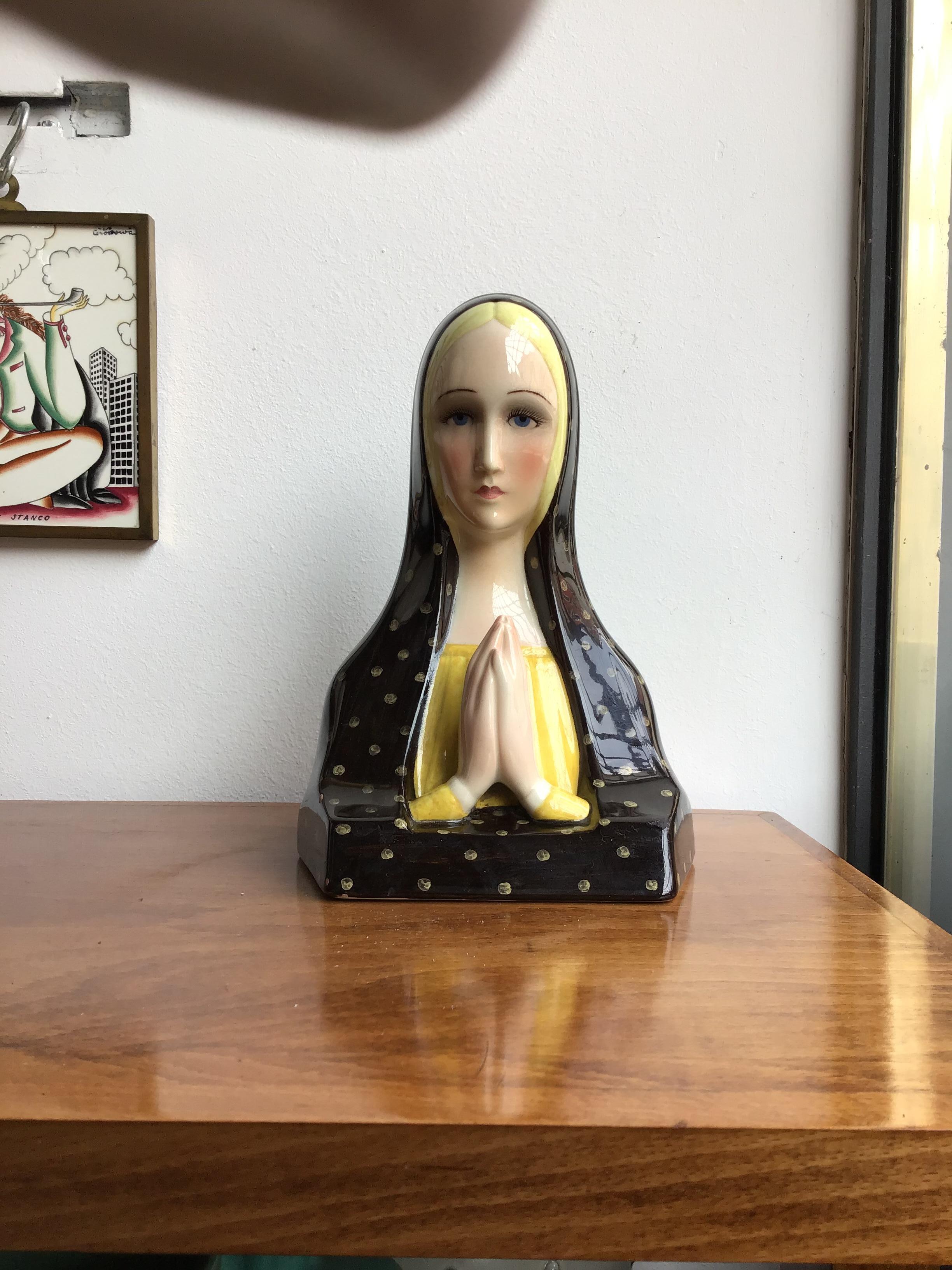 Lenci Madonna che prega ceramic, 1950, Italy.