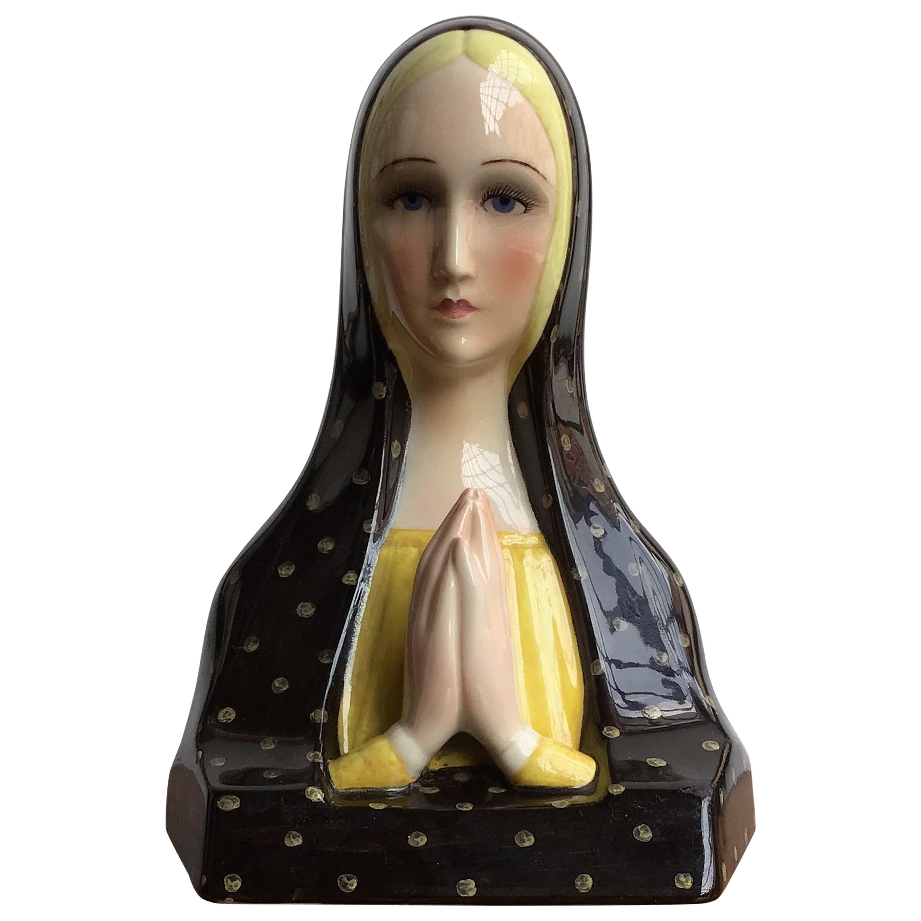 Lenci Madonna Che Prega Ceramic, 1950, Italy For Sale