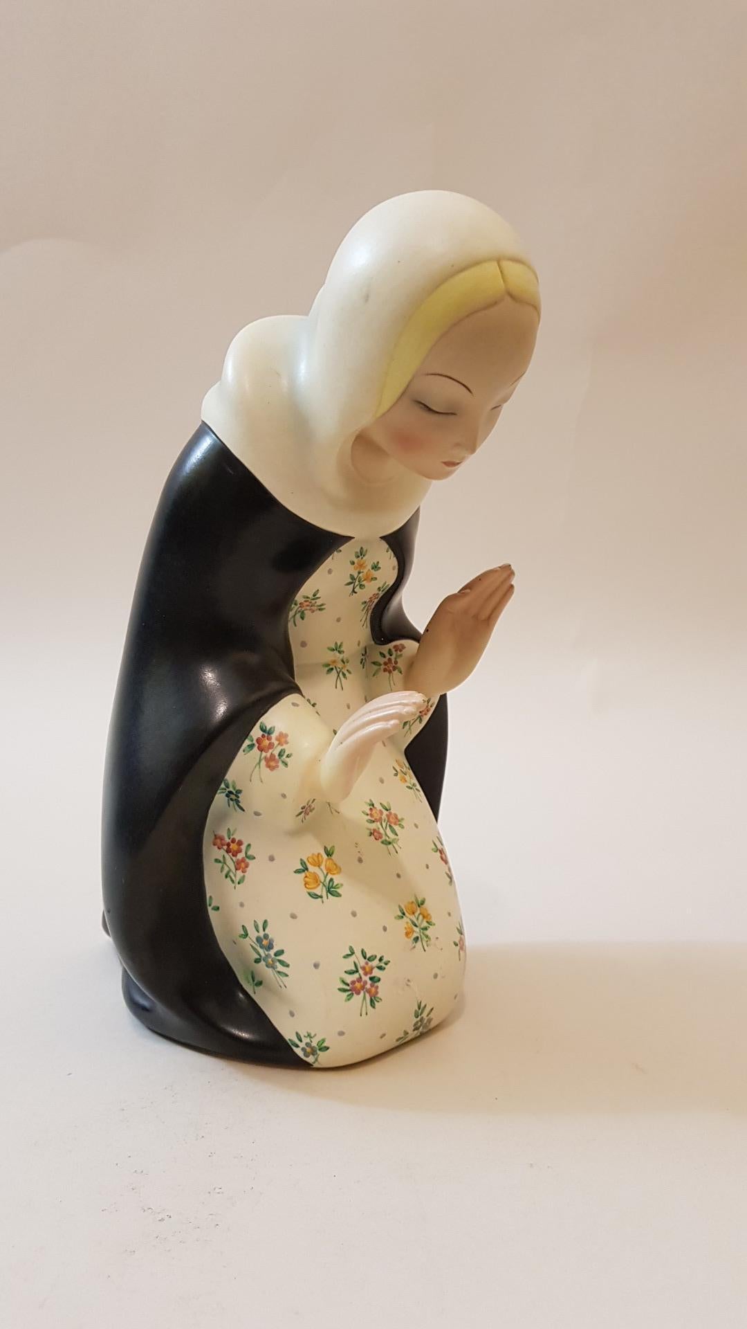 Mid-20th Century Lenci Paola Bologna Italy Art Deco Ceramic Madonna, 1936 For Sale