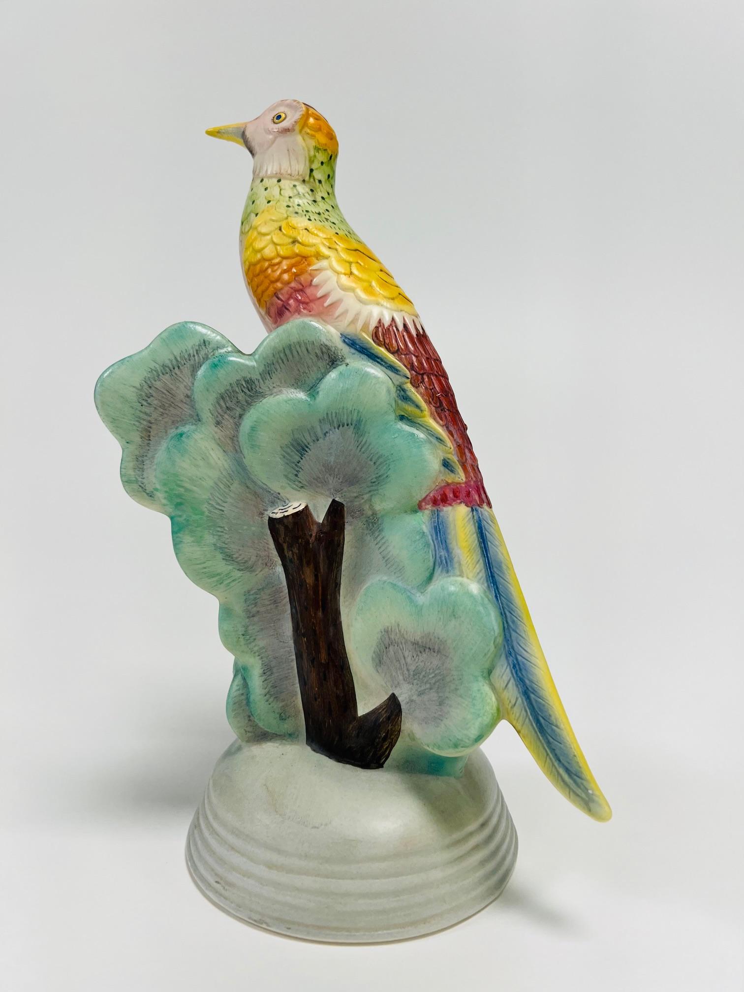 incredible surreal bird signed LENCI hand painted circa 1950. Fantastic.