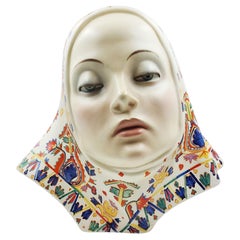 Masque italien en porcelaine de Turin Lenci