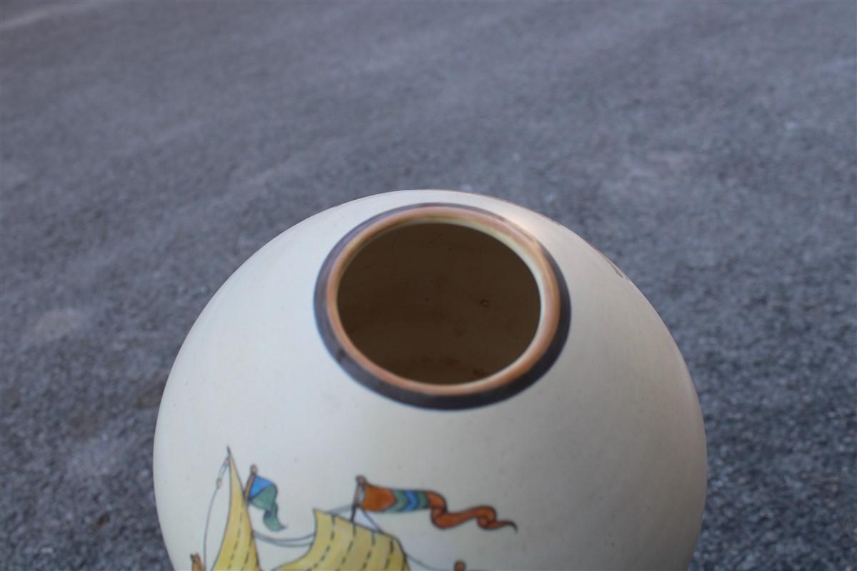 Ceramic Lenci Vase with Italian 1950s Decorations For Sale