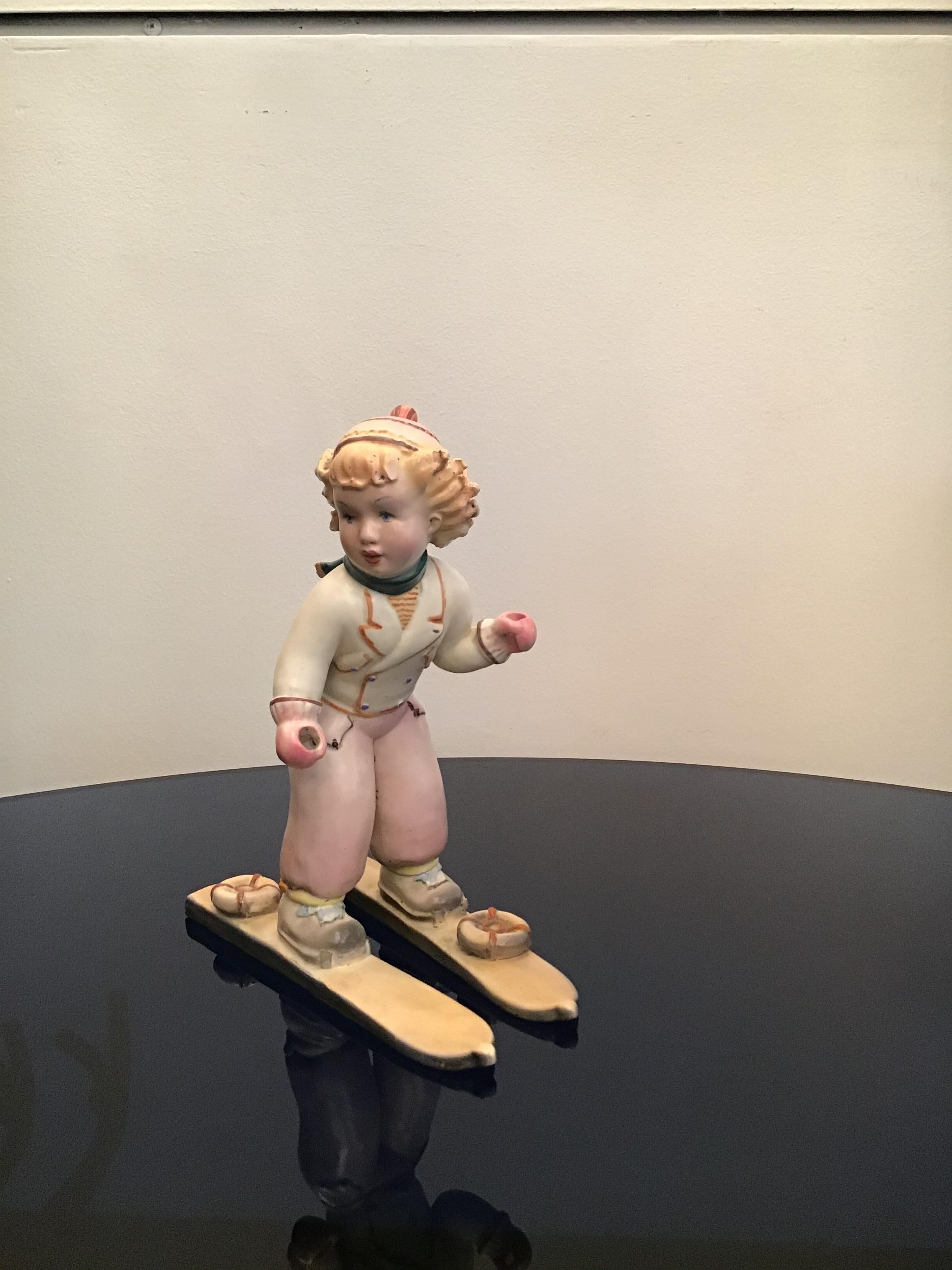 Lenci“Stile “ Skier Ceramic, 1940, Italy For Sale 4