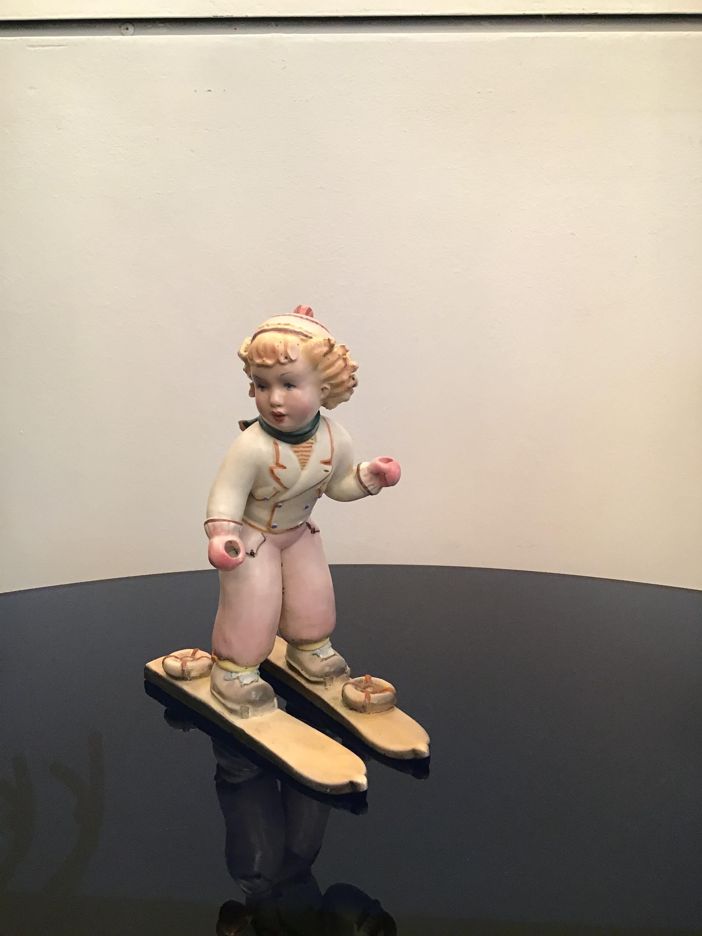 Lenci“Stile “ Skier Ceramic, 1940, Italy For Sale 5