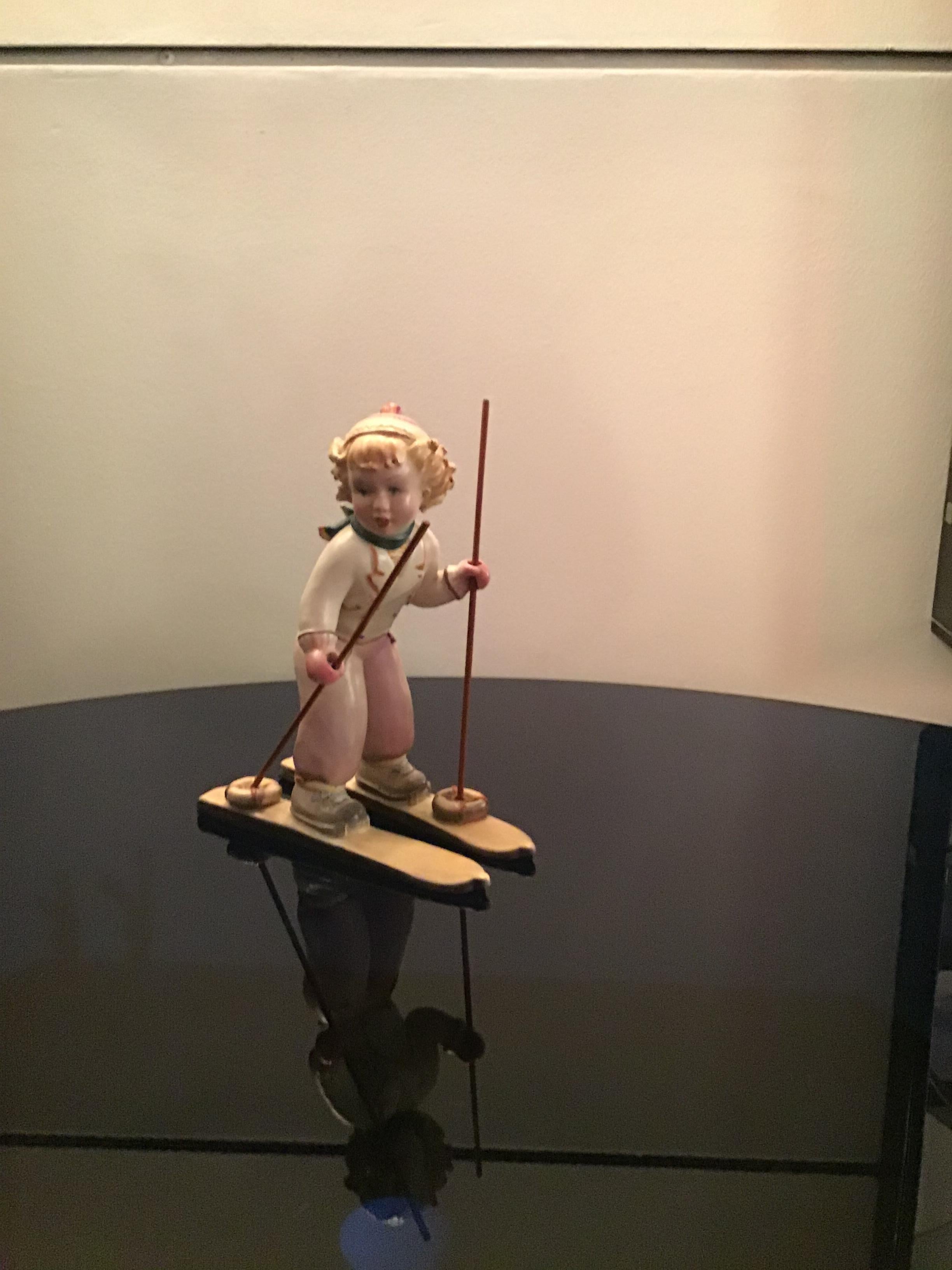 Italian Lenci“Stile “ Skier Ceramic, 1940, Italy For Sale