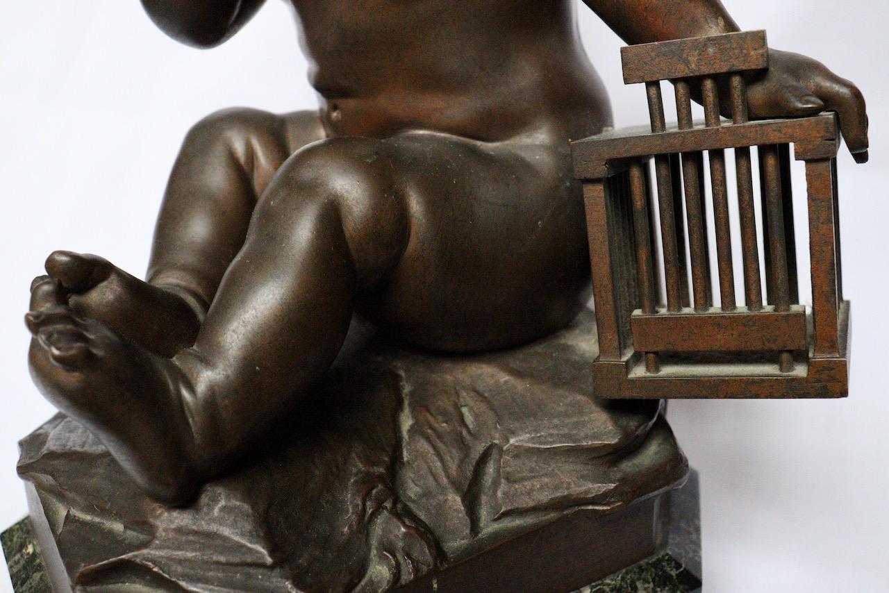 « L'Enfant la Cage », une figurine en bronze du 19ème siècle d'après Jean-Baptiste Pigalle 6