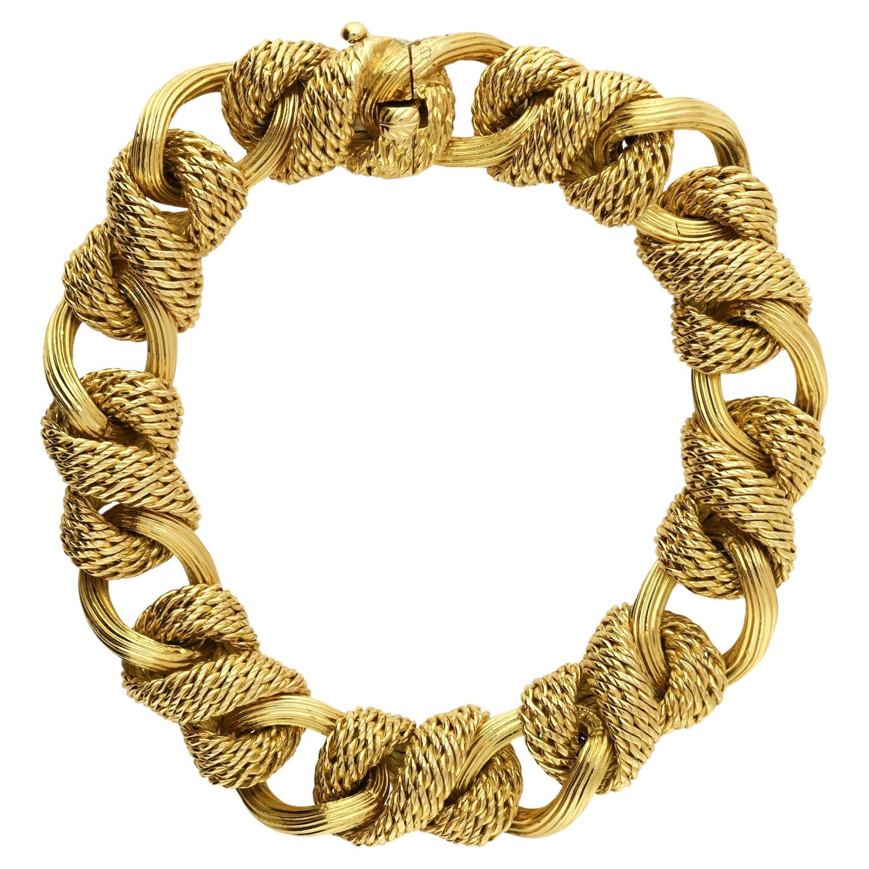 Lenfant für Tiffany & Co. Vintage 18ct Gelbgold texturierte Link-Armband