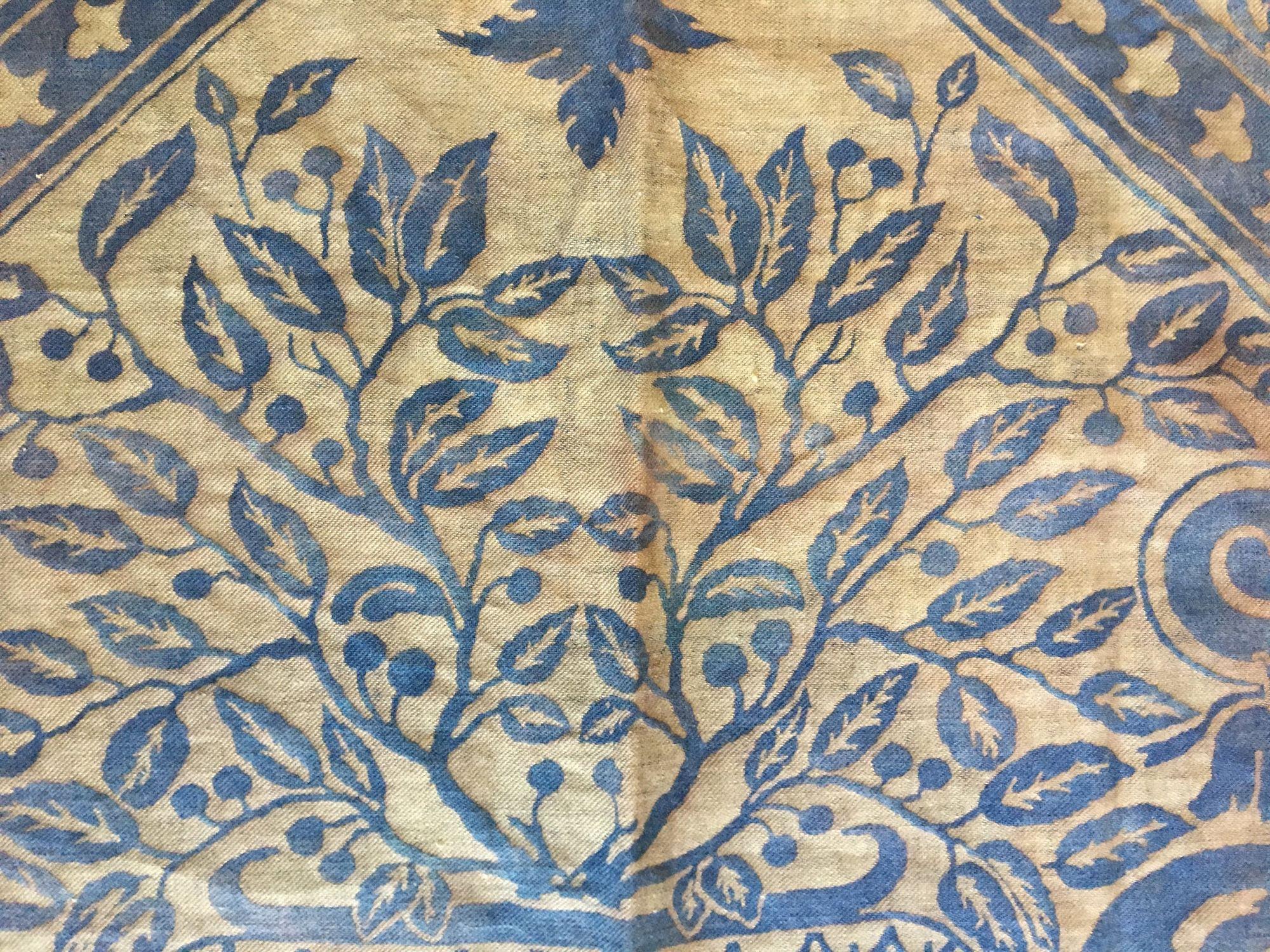 Rococo Revival Length of Beautiful Blue Vintage Fortuny Fabric