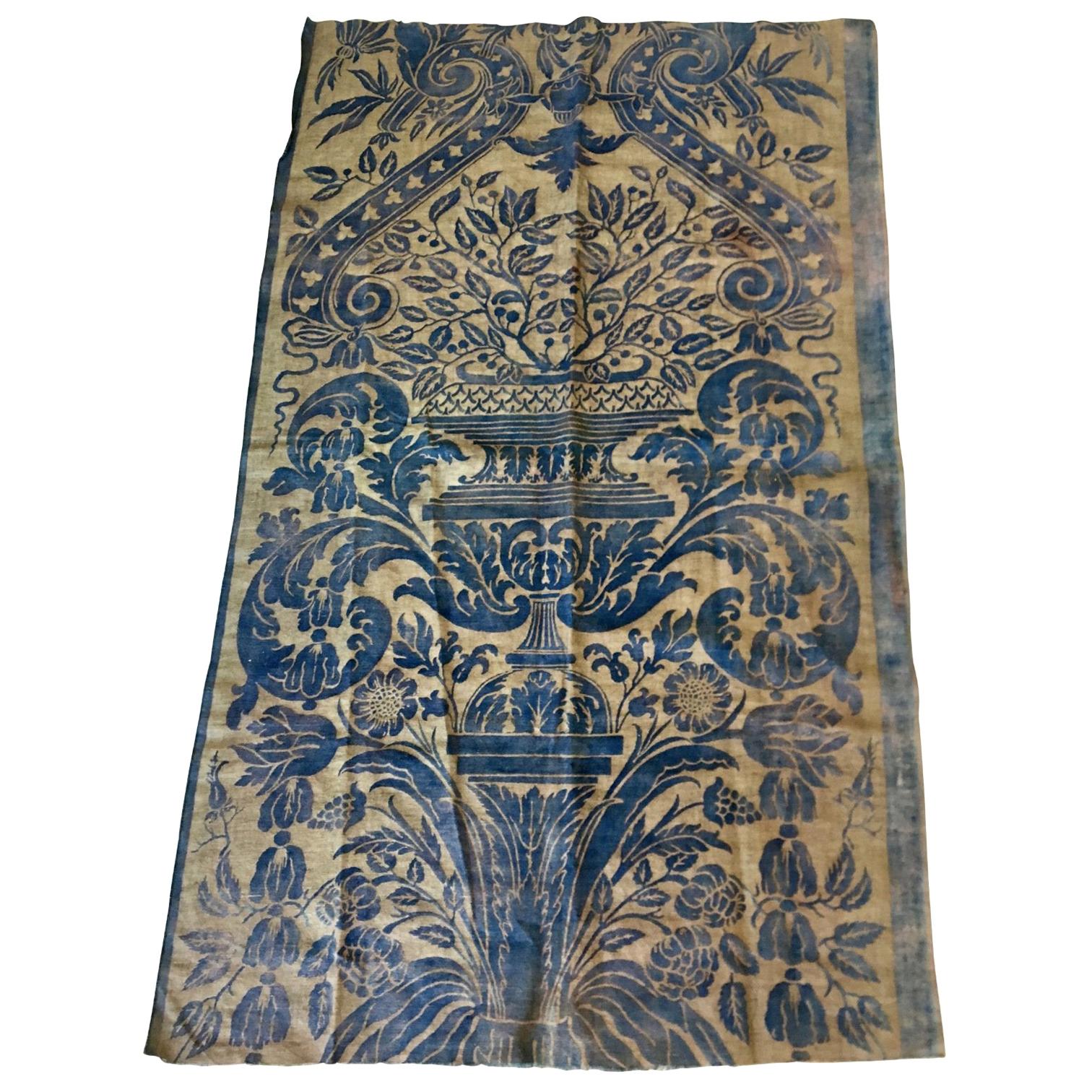 Length of Beautiful Blue Vintage Fortuny Fabric