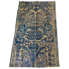 Longueur d'un magnifique tissu bleu vintage Fortuny