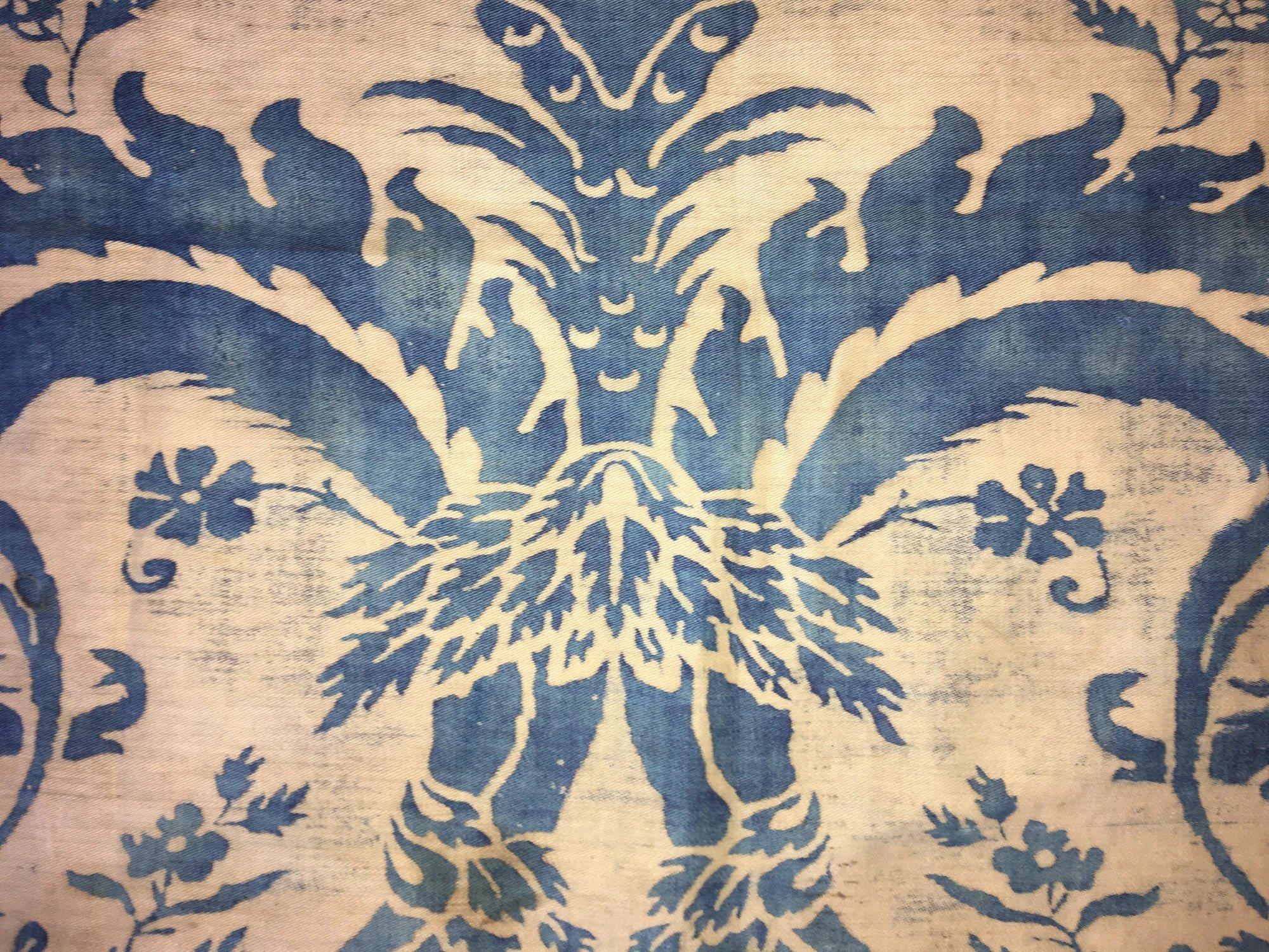 Rococo Length of Vintage Indigo Blue Vintage Fortuny Fabric