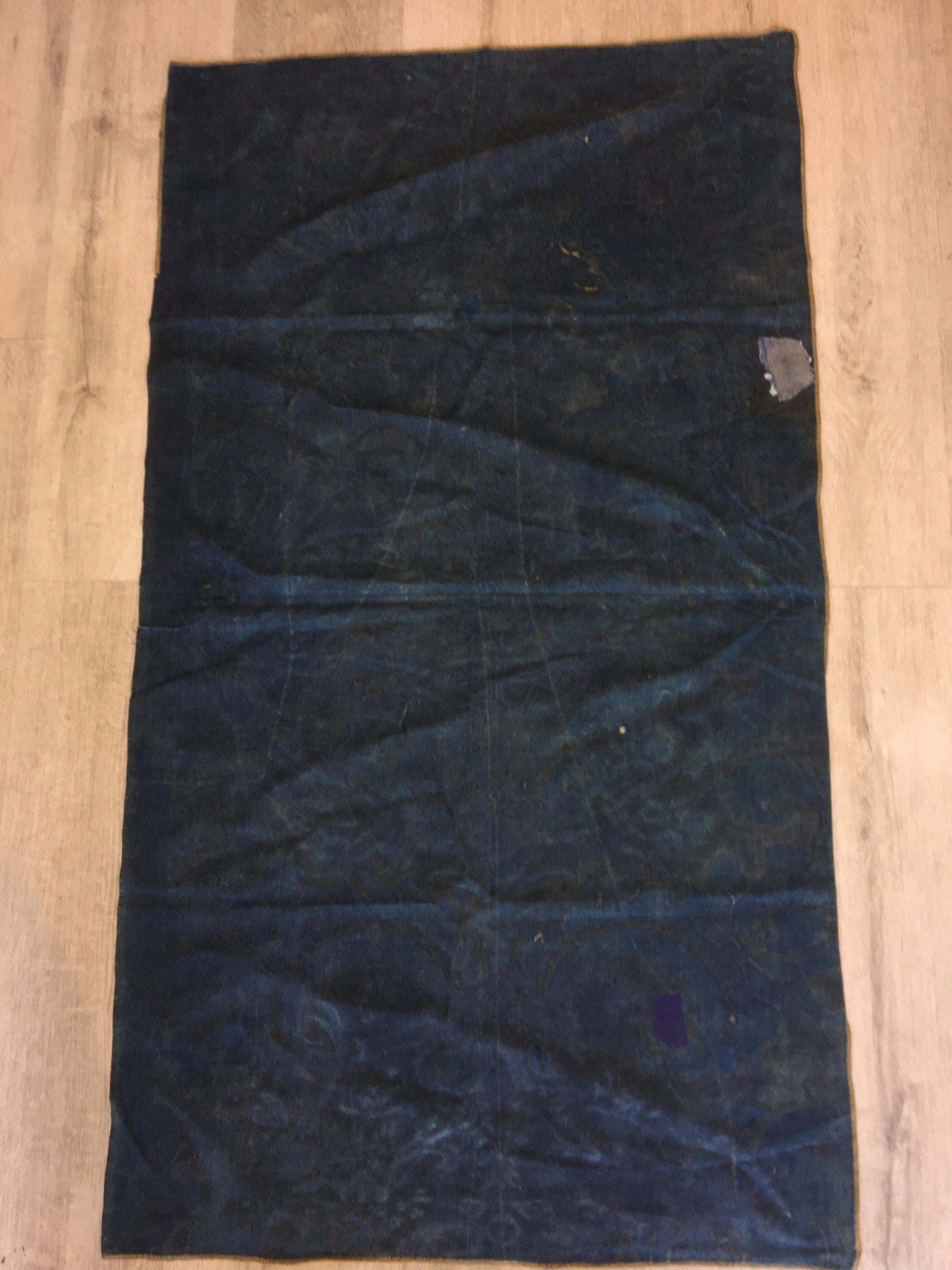 Length of Vintage Indigo Blue Vintage Fortuny Fabric 1