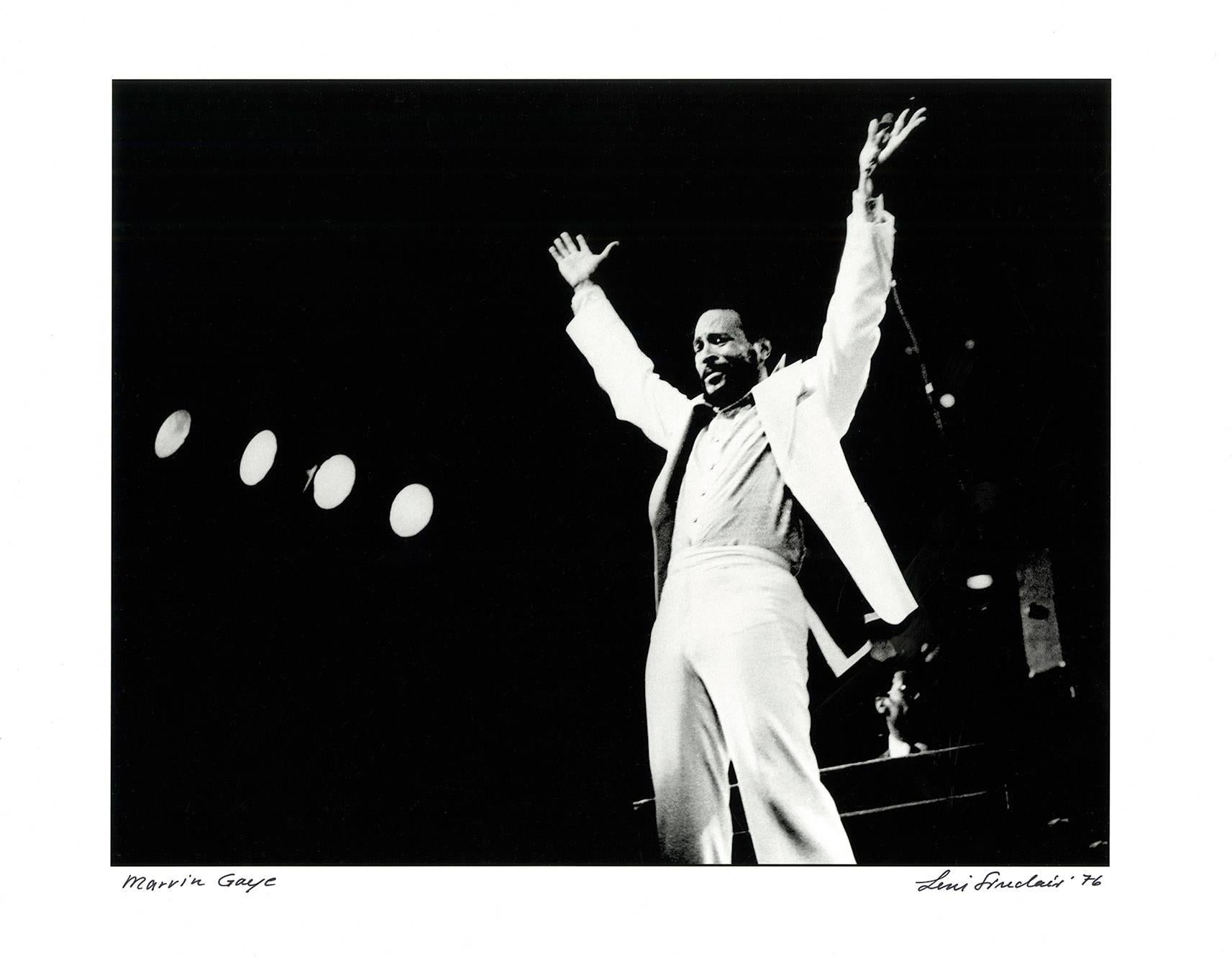 Leni Sinclair Figurative Photograph - Marvin Gaye photograph, Detroit, 1976 (Motown) 