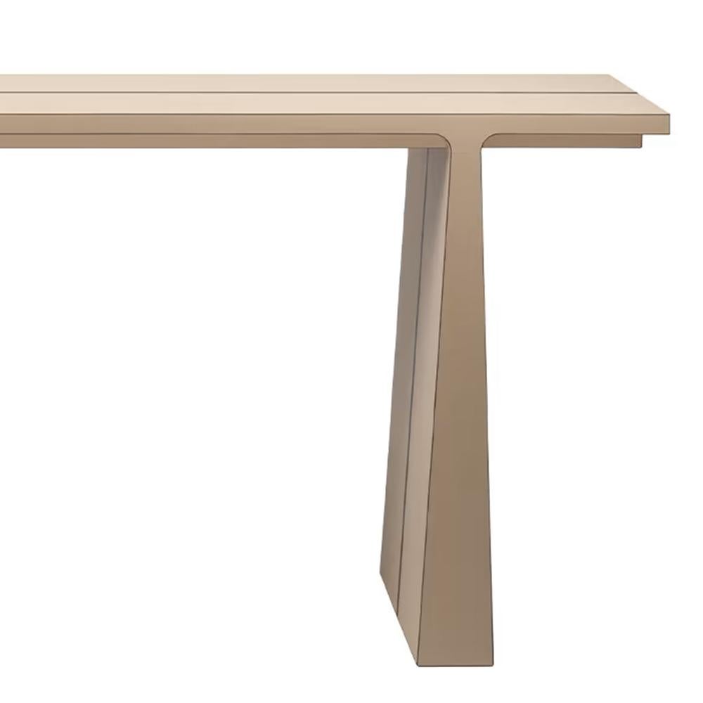 Italian Lenka Beige Leather Console Table For Sale