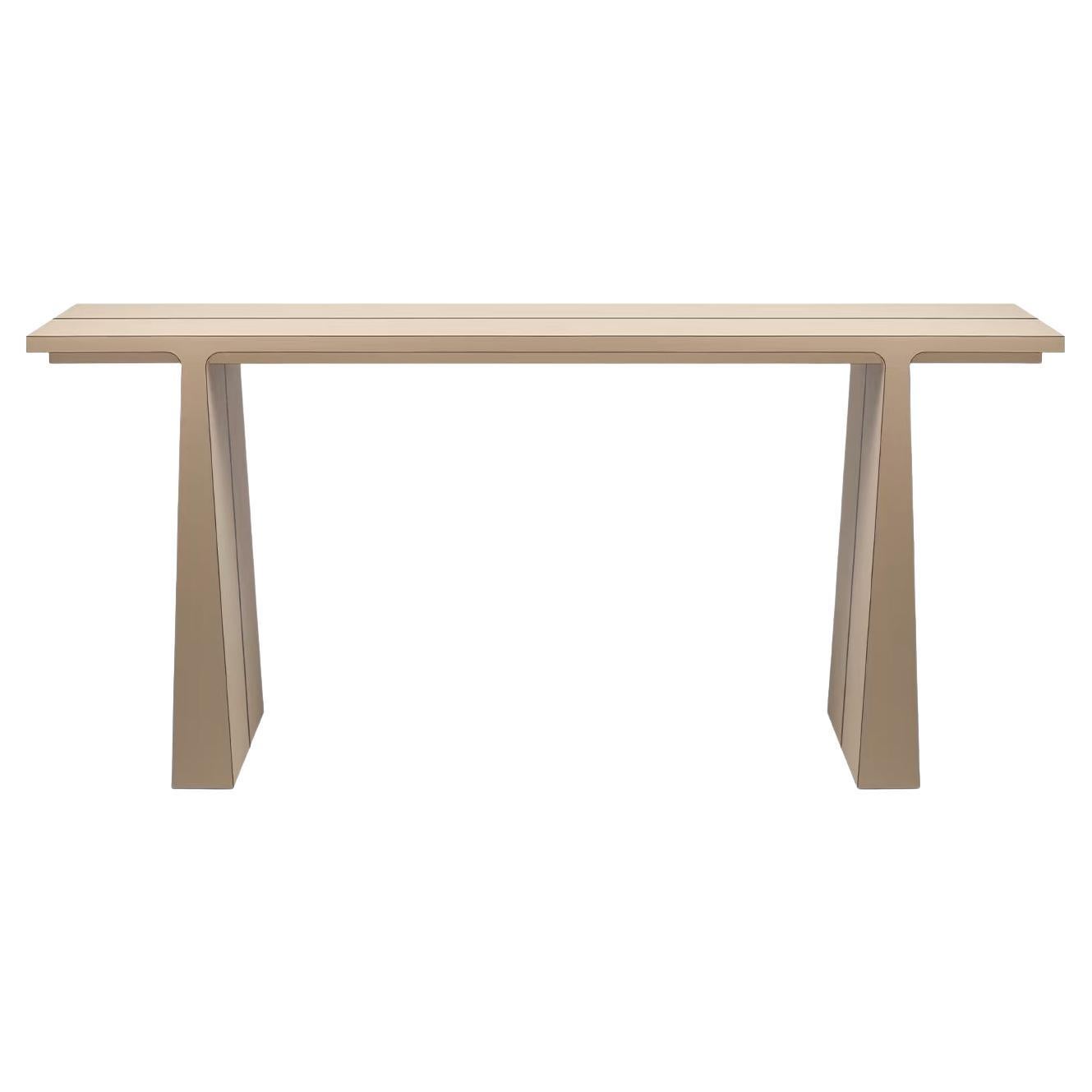 Lenka Beige Leather Console Table For Sale
