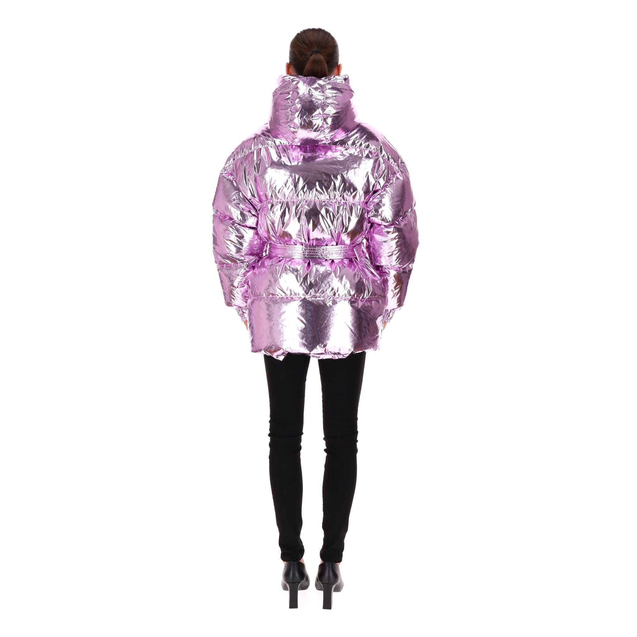 Lenki Lenki Metallic Goose Down Belted Jacket In Excellent Condition For Sale In London, GB
