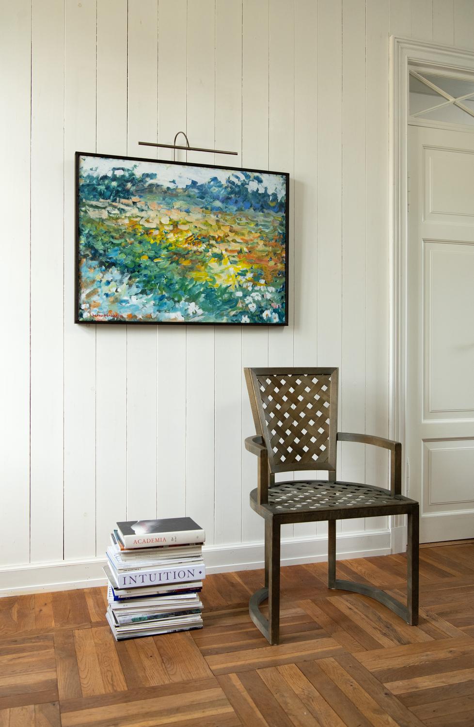 Grande paesaggio astratto contemporaneo blu con fiori di Lennart Andersson 1