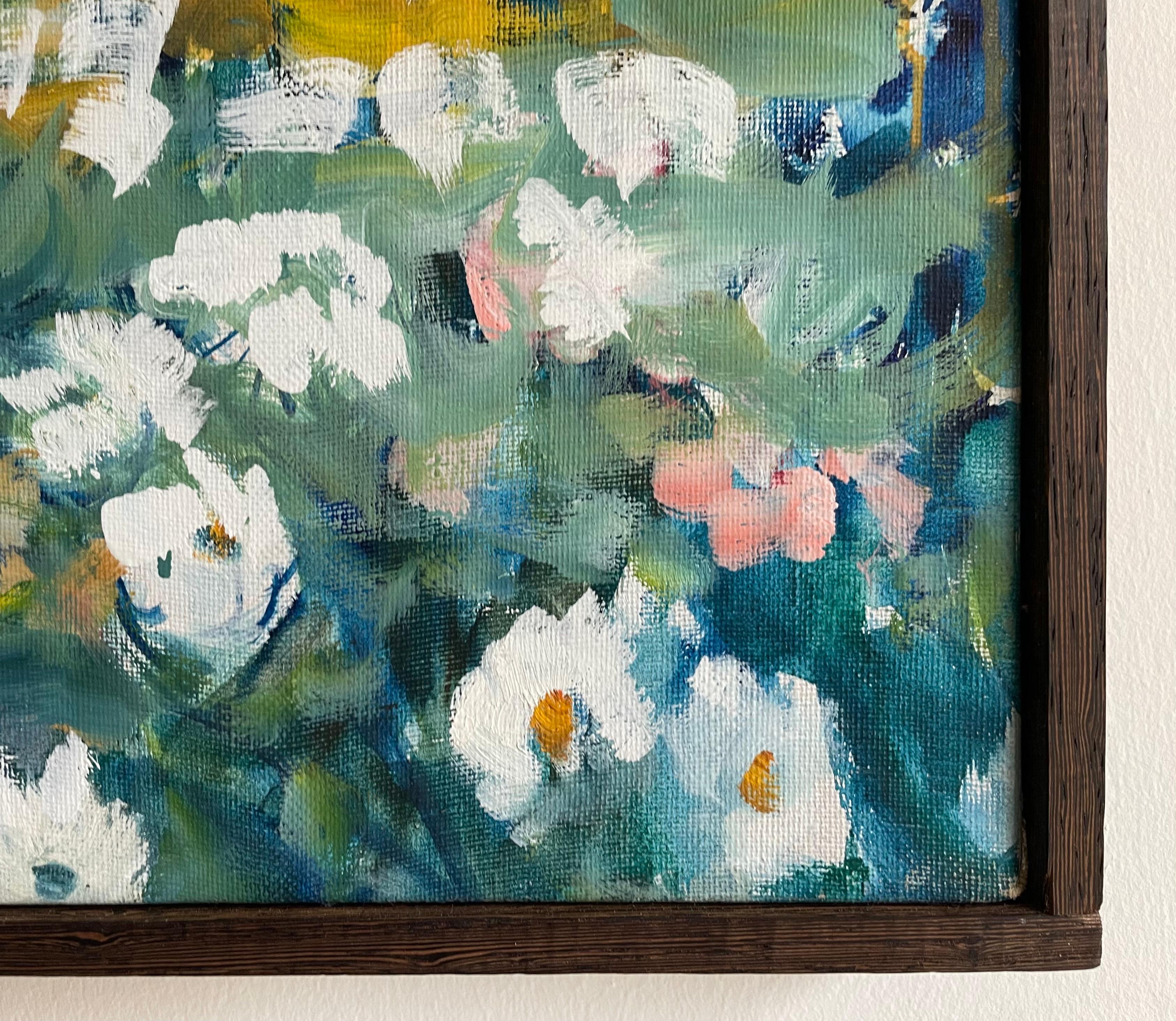Grande paesaggio astratto contemporaneo blu con fiori di Lennart Andersson 7