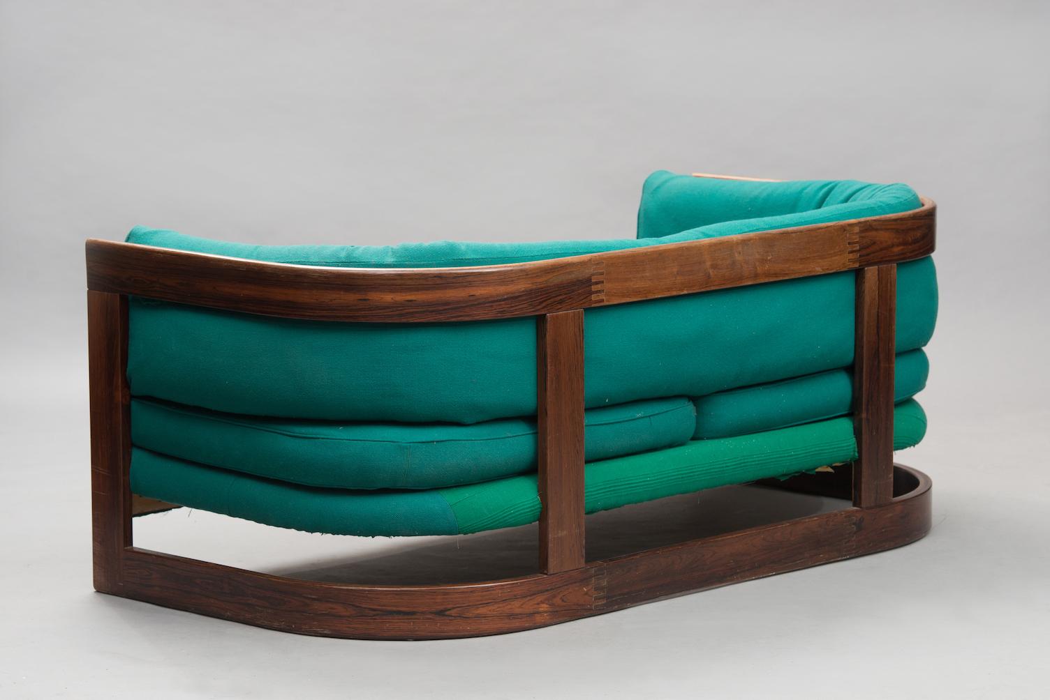 Scandinavo moderno Divano e poltrona a due posti in legno di palissandro Lennart Bender di Stjernmöbler, Svezia anni '60 in vendita
