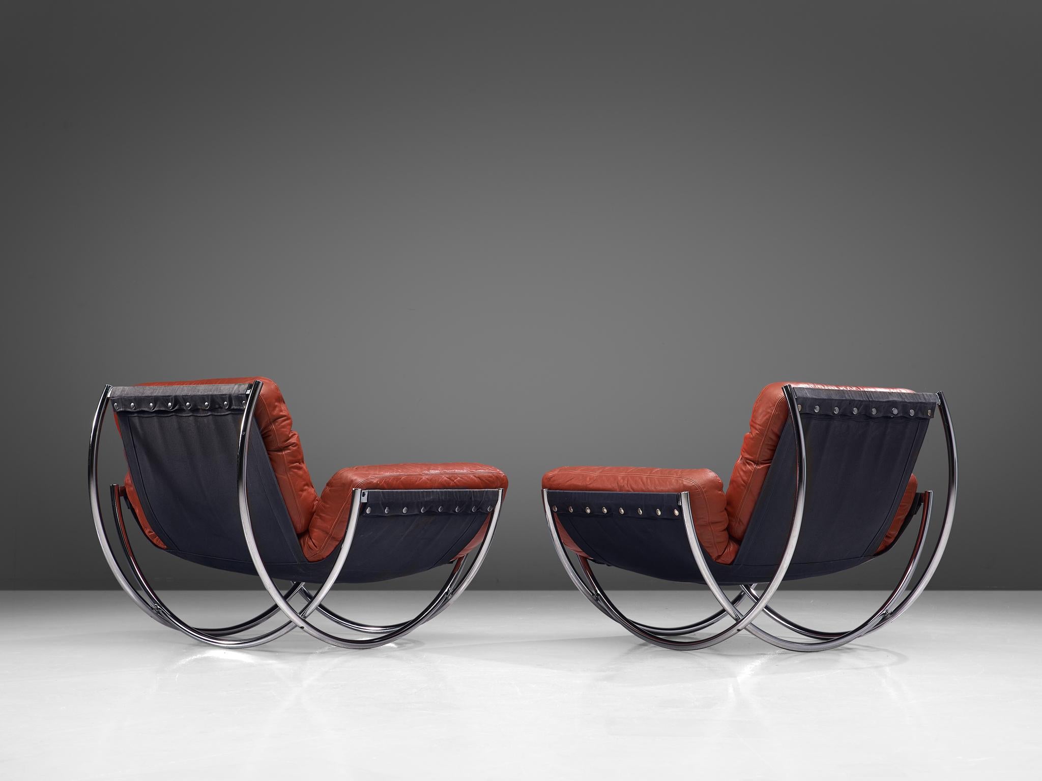 Lennart Bender 'Wilo' Lounge Chair in Red Leather by In Good Condition In Waalwijk, NL