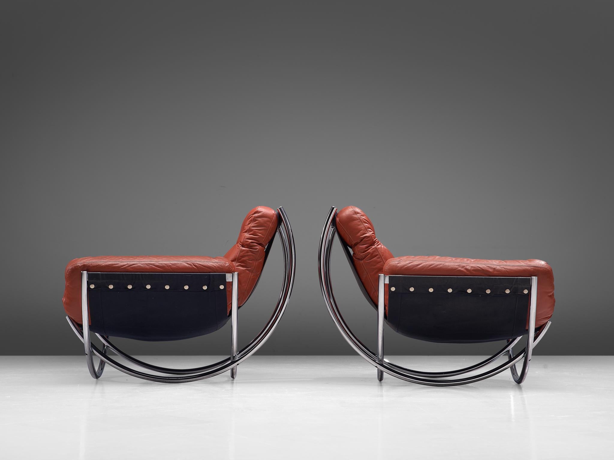 Mid-20th Century Lennart Bender 'Wilo' Lounge Chair in Red Leather by