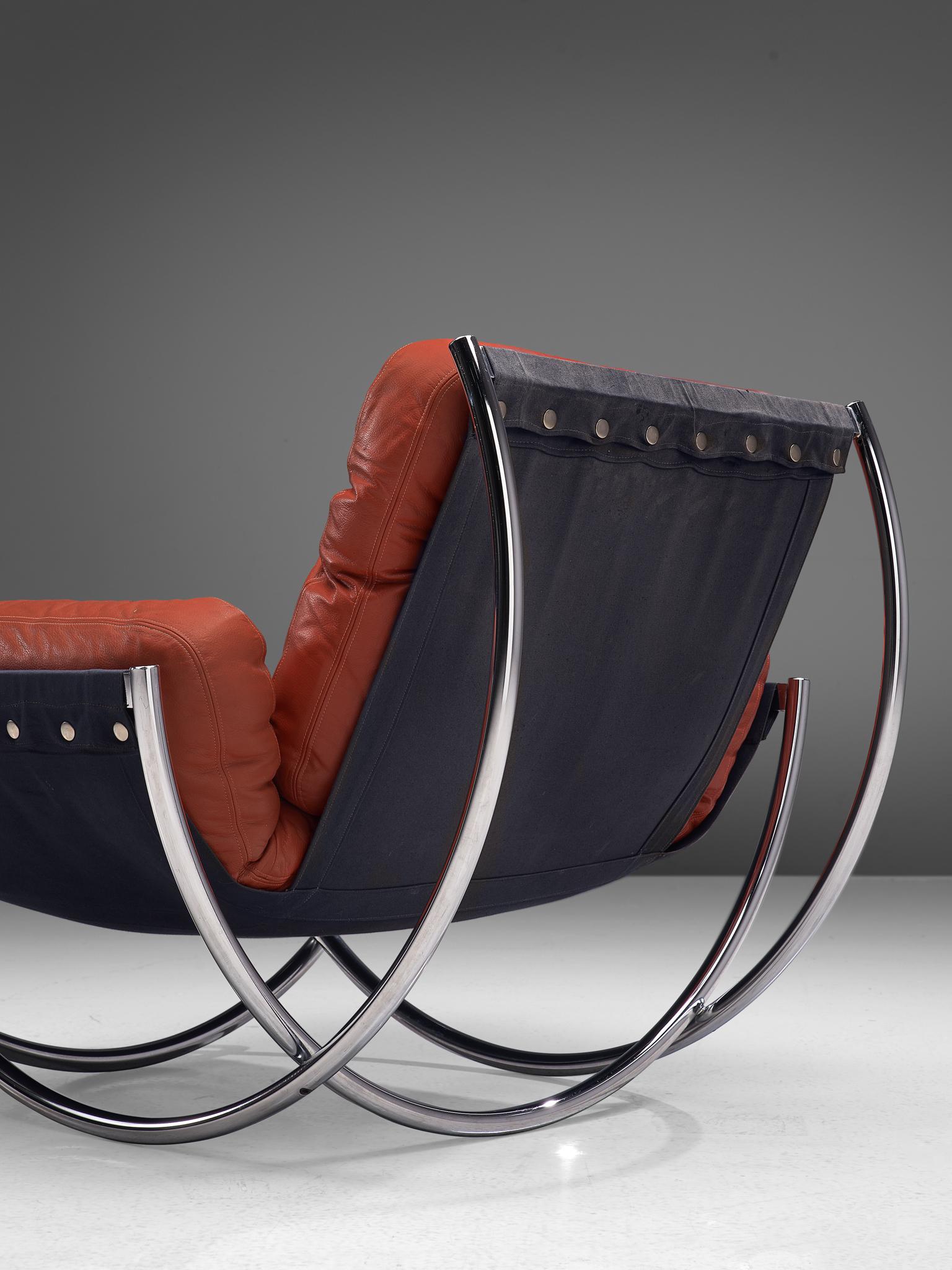 Lennart Bender 'Wilo' Lounge Chair in Red Leather by 2