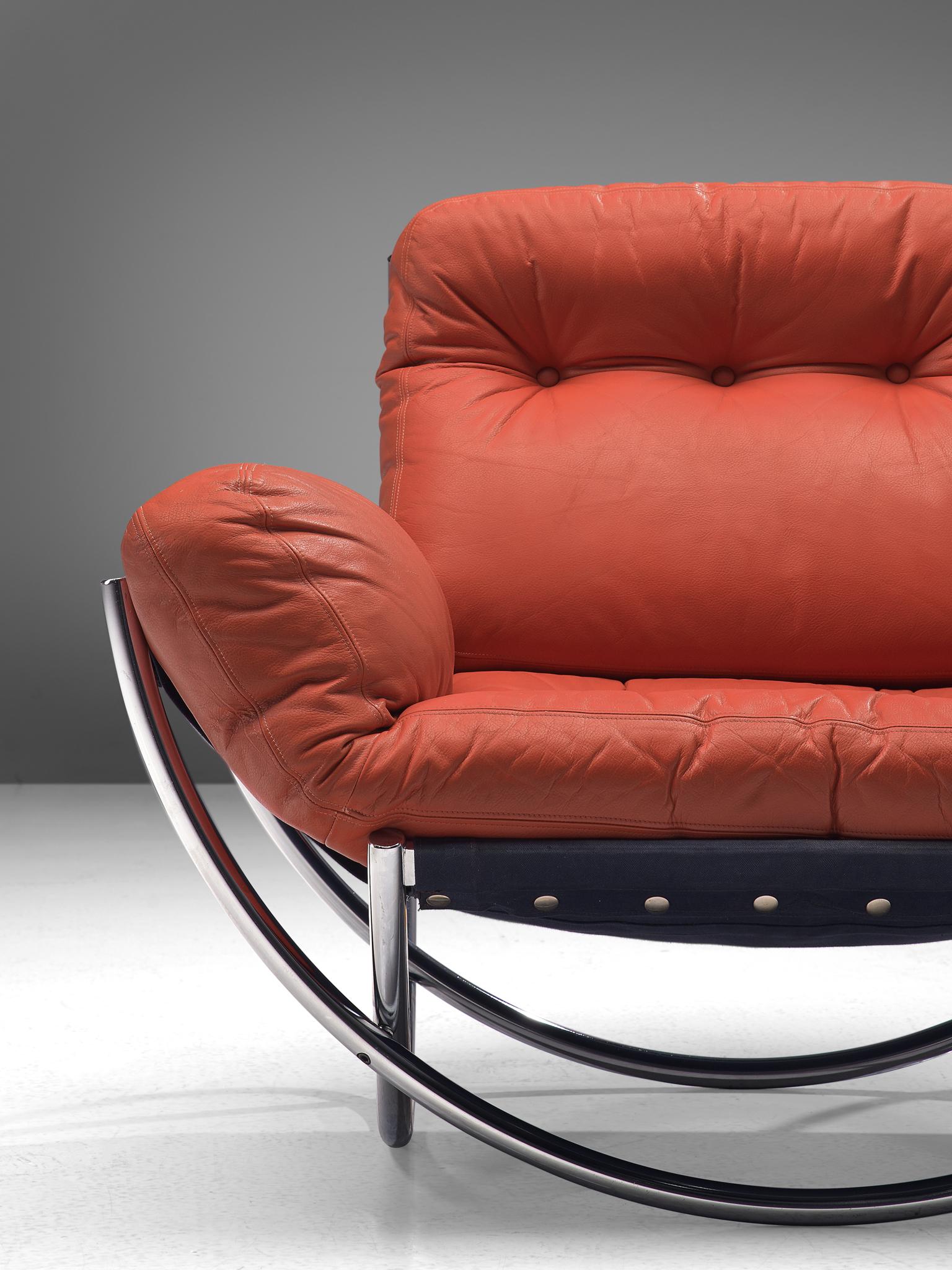 Lennart Bender 'Wilo' Lounge Chair in Red Leather 1